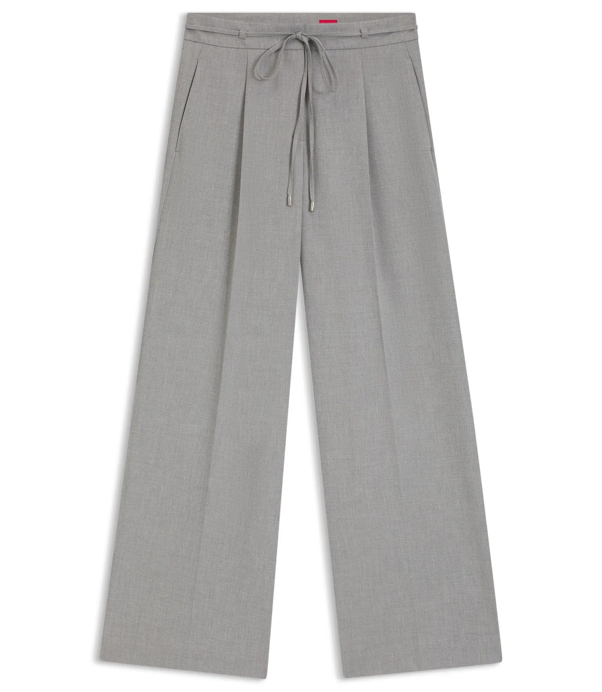 Hugo Regular Fit Trousers With Wide Leg Light Grey Women's