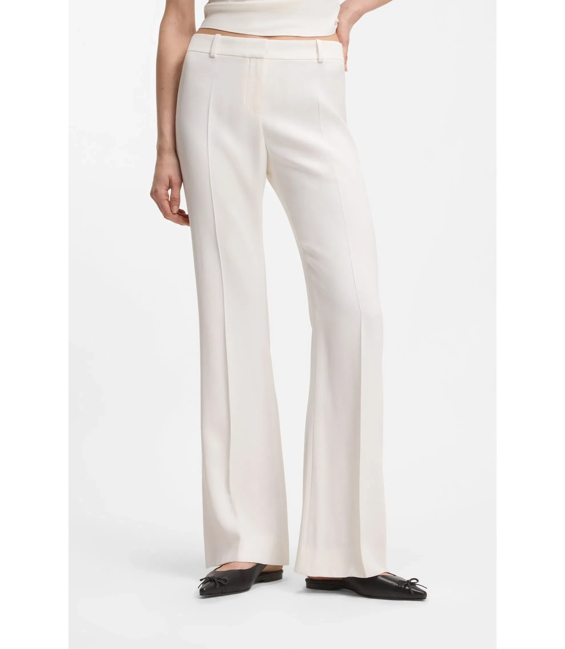 Hugo Regular Fit Trousers With Kick Flare White Women's