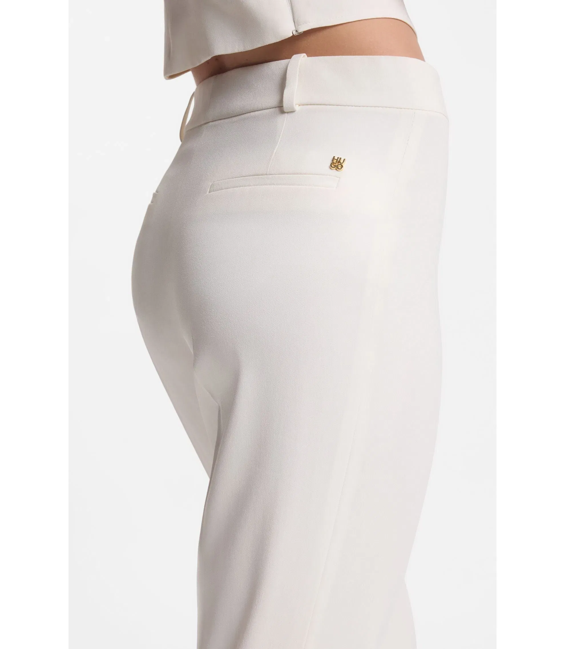 Hugo Regular Fit Trousers With Kick Flare White Women's