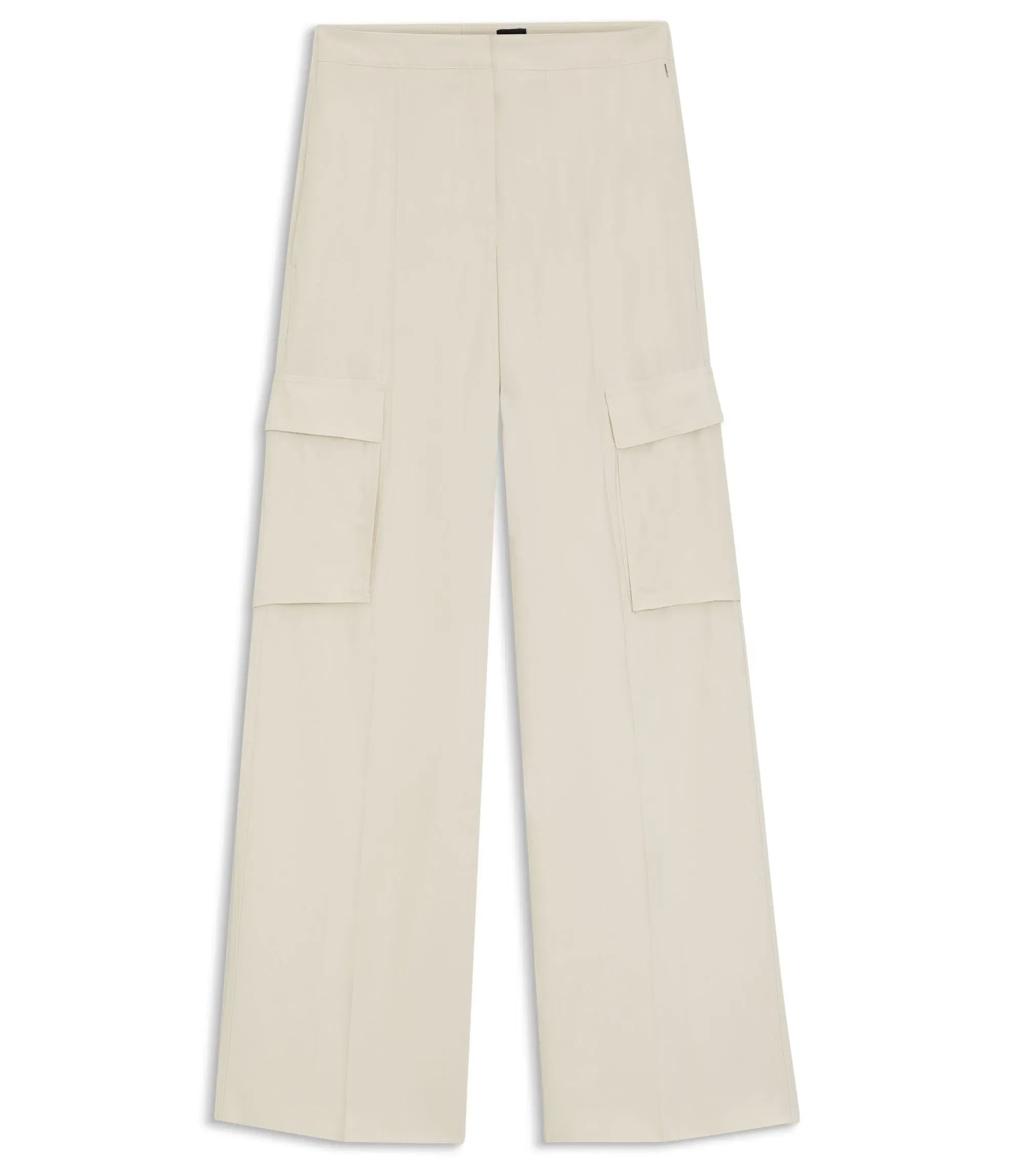 Boss Regular Fit Trousers With Cargo Pockets White Women's