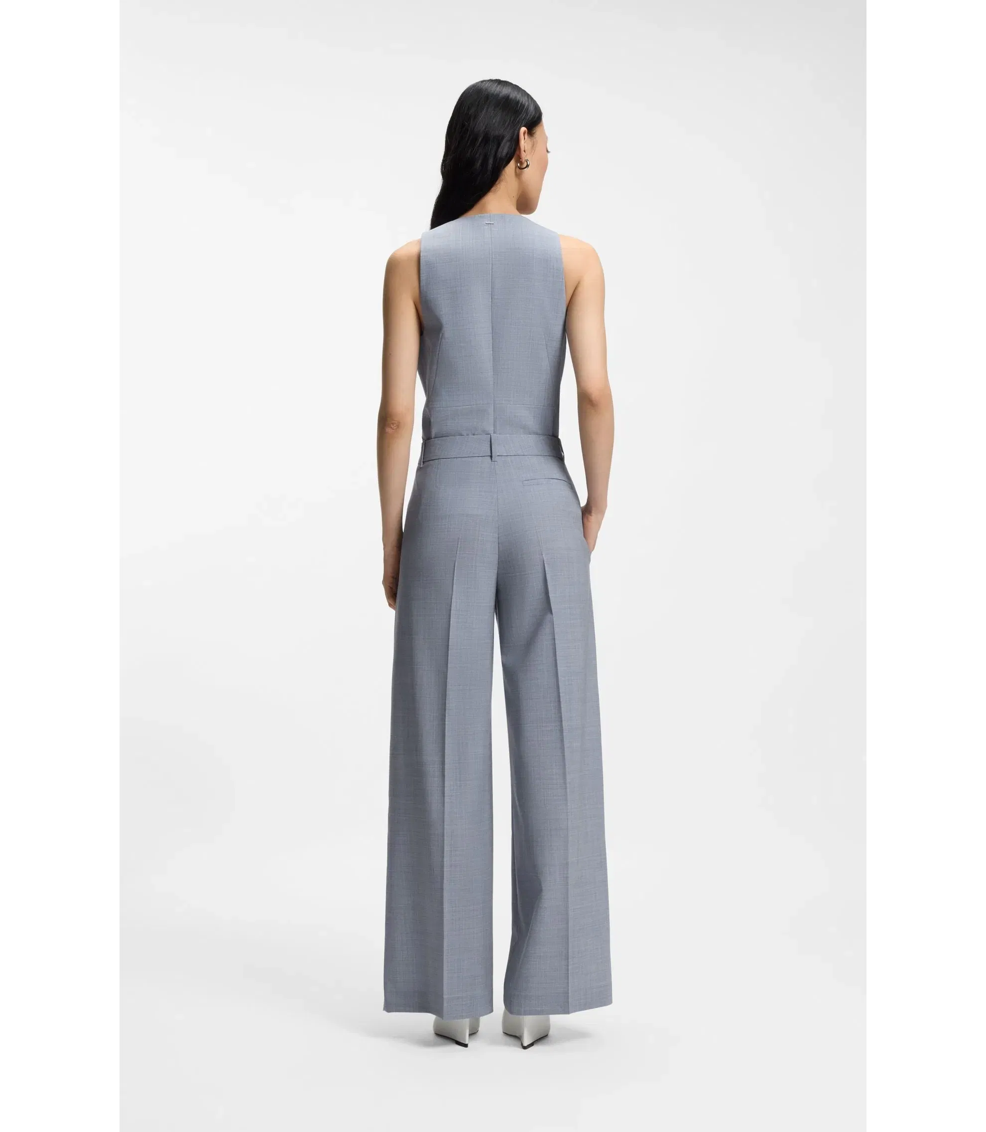Boss Regular Fit Trousers In Virgin Wool Light Blue Women's