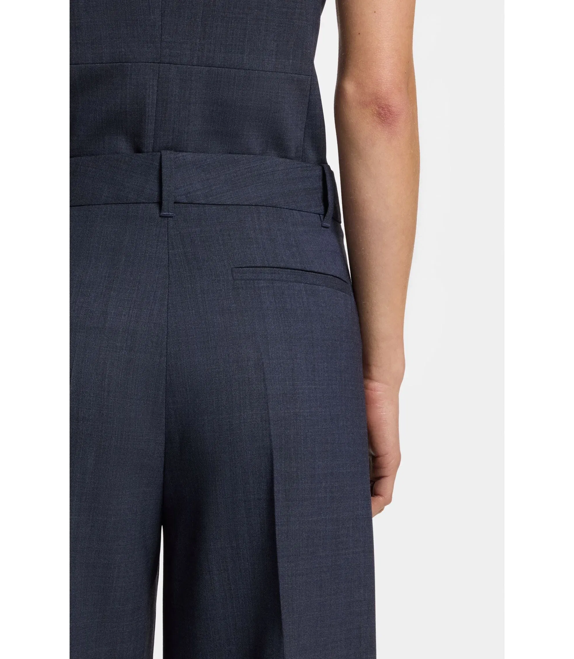Boss Regular Fit Trousers In Virgin Wool Dark Blue Women's