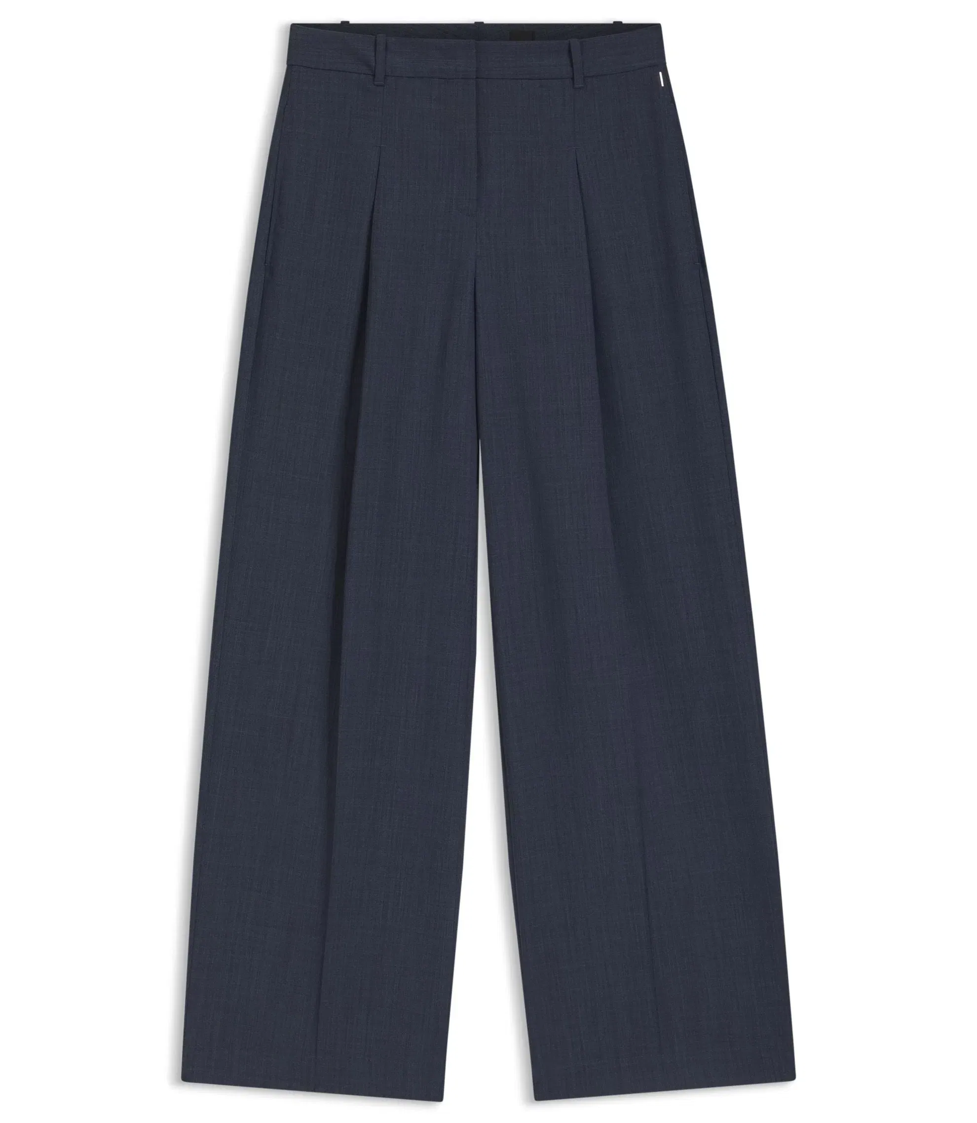 Boss Regular Fit Trousers In Virgin Wool Dark Blue Women's