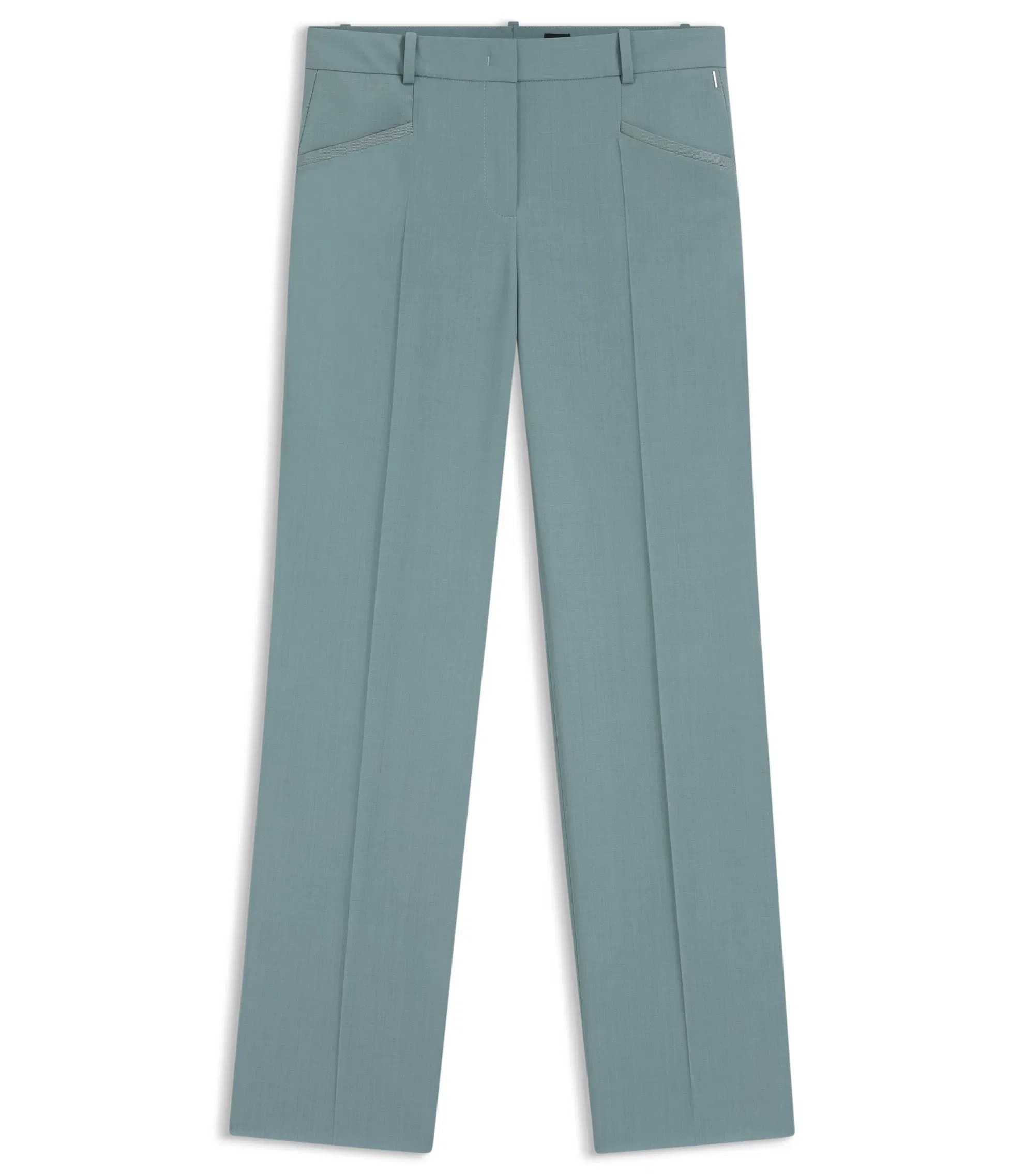 Boss Regular Fit Trousers In Virgin Wool Blue Women's