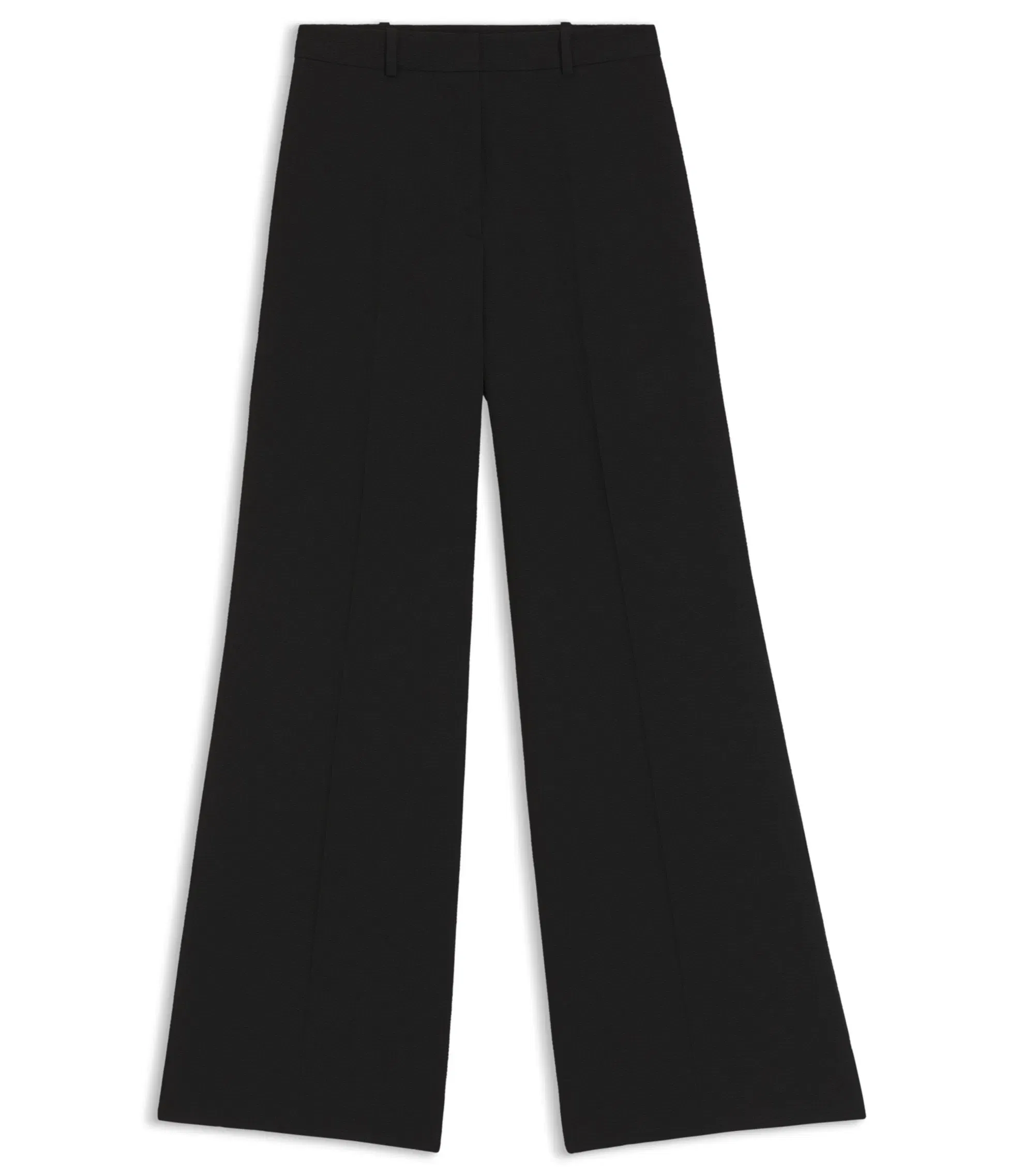 Hugo Regular Fit Trousers In Stretch Seersucker Black Women's