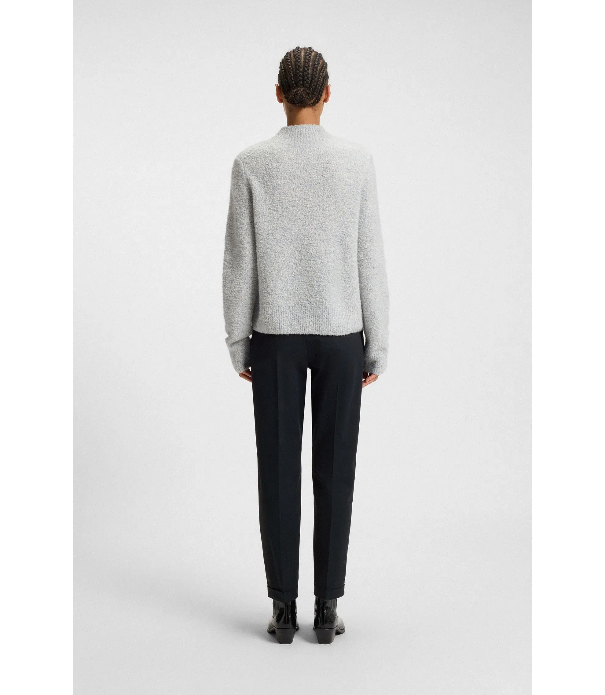 Boss Regular Fit Trousers In Stretch Cotton Twill Dark Blue Women's