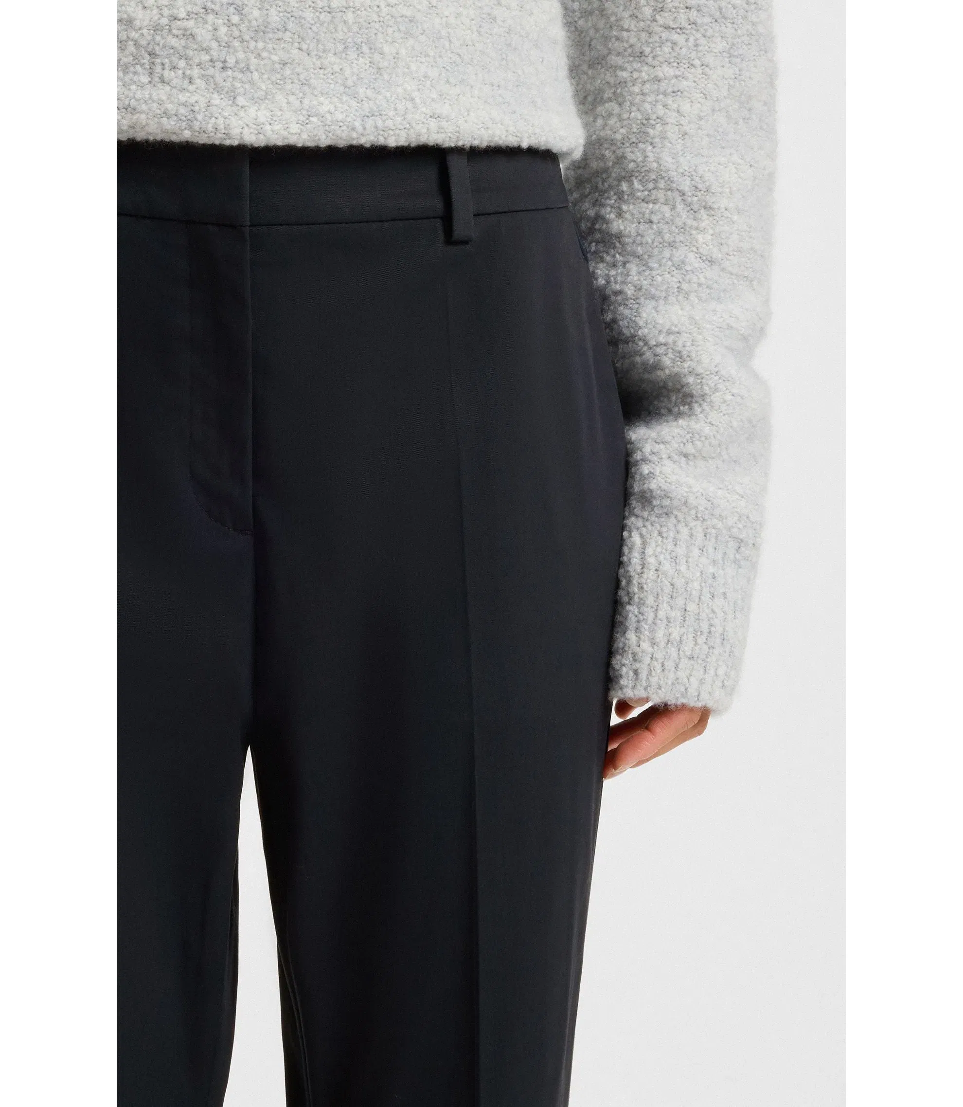 Boss Regular Fit Trousers In Stretch Cotton Twill Dark Blue Women's