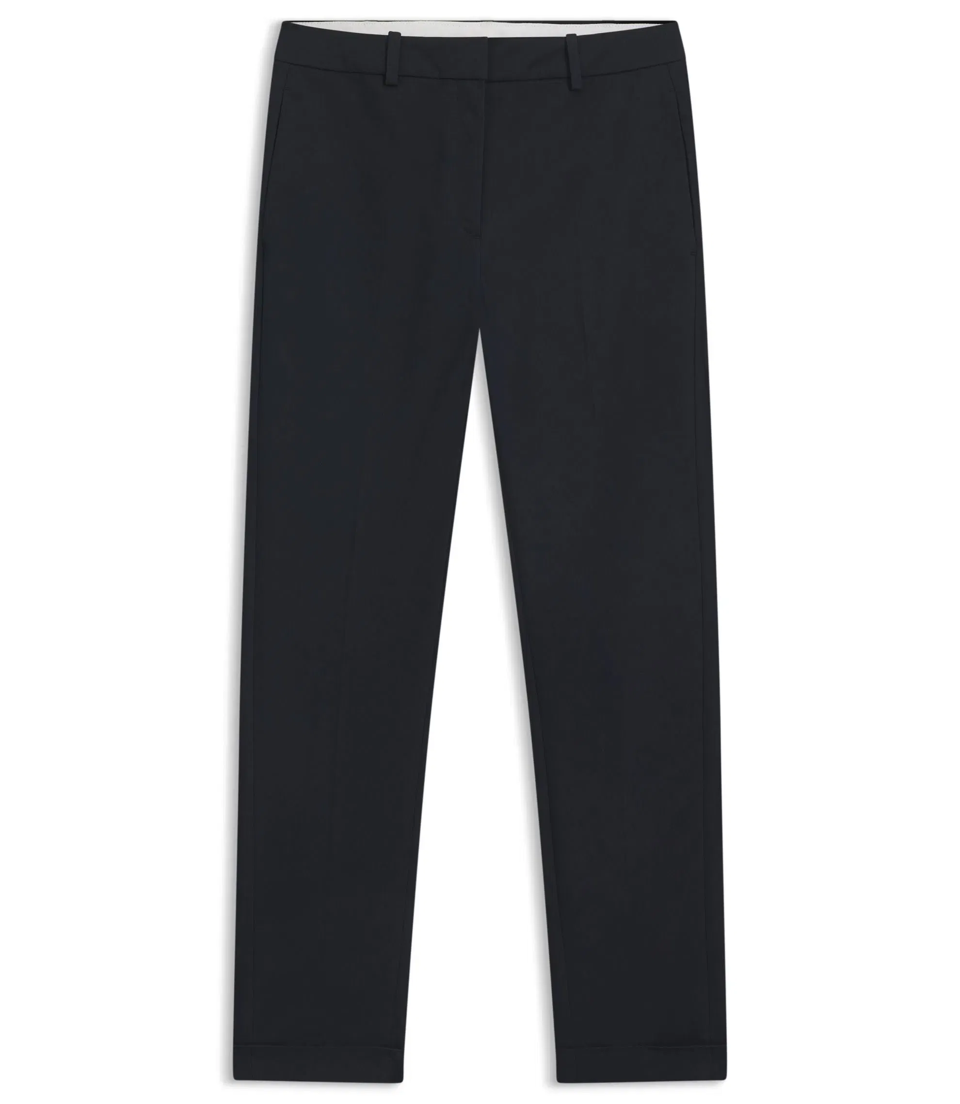 Boss Regular Fit Trousers In Stretch Cotton Twill Dark Blue Women's