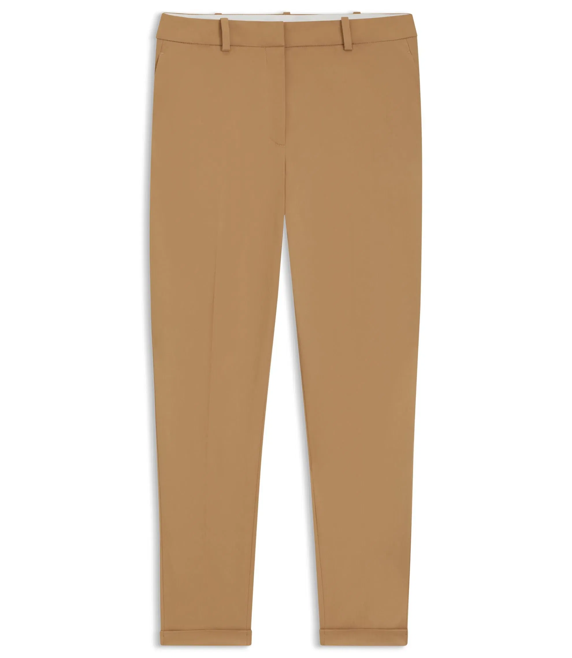 Boss Regular Fit Trousers In Stretch Cotton Twill Beige Women's