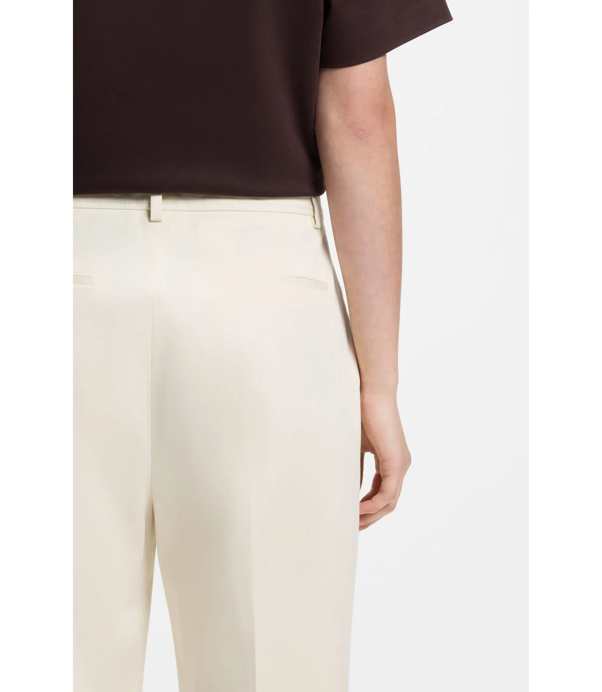 Boss Regular Fit Trousers In Stretch Cotton White Women's