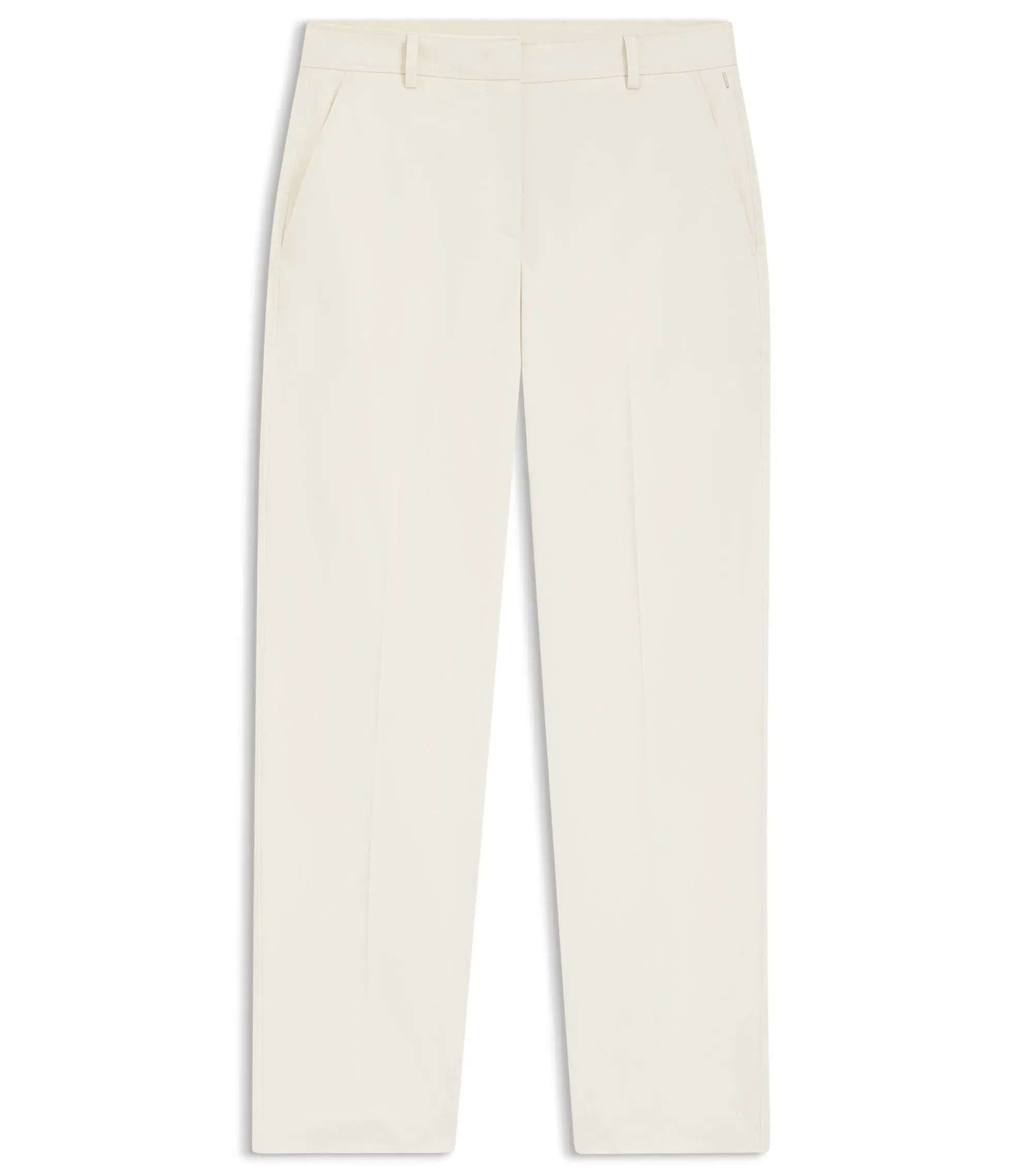 Boss Regular Fit Trousers In Stretch Cotton White Women's