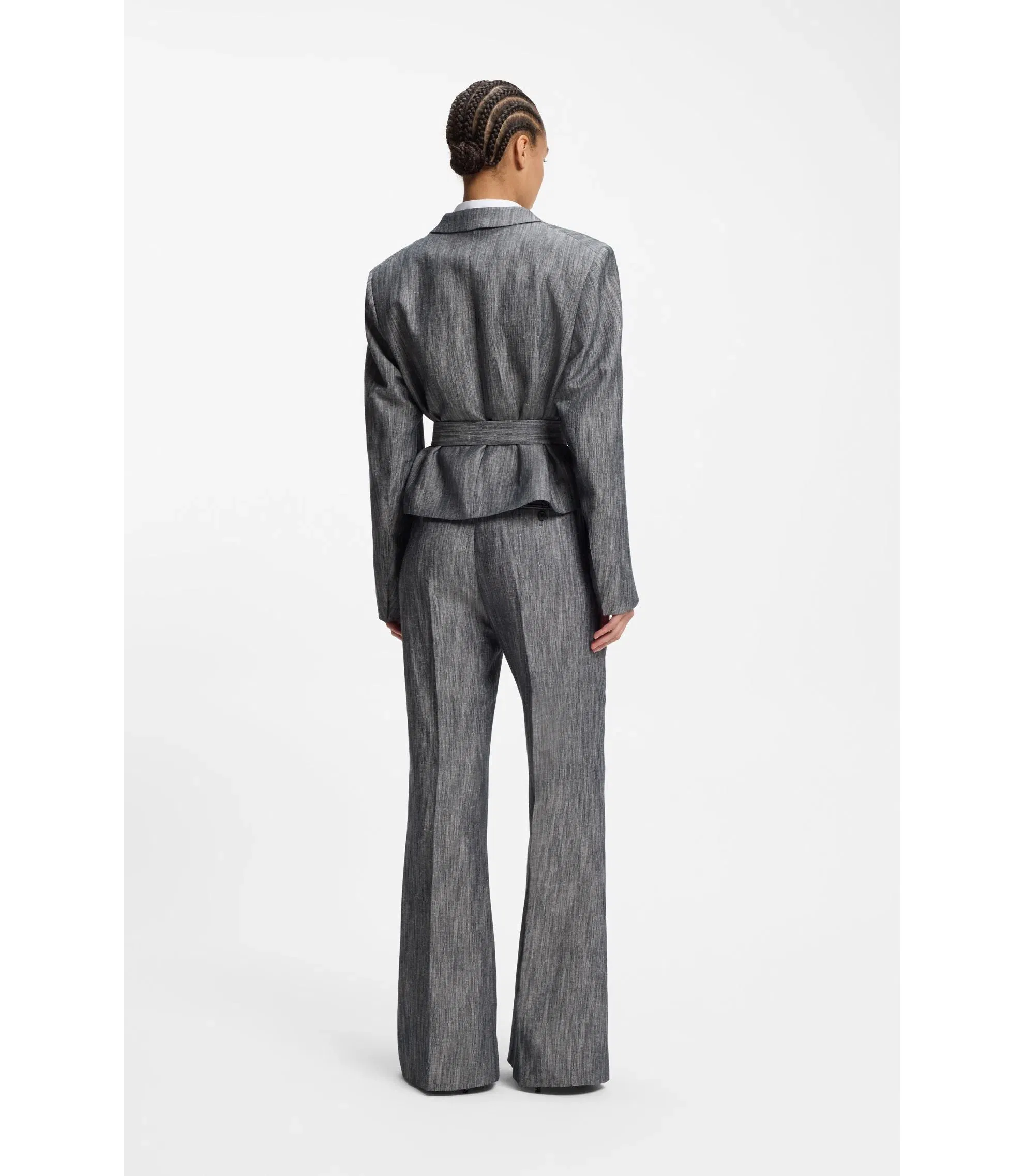 Boss Regular Fit Trousers In Melange Denim Patterned Women's