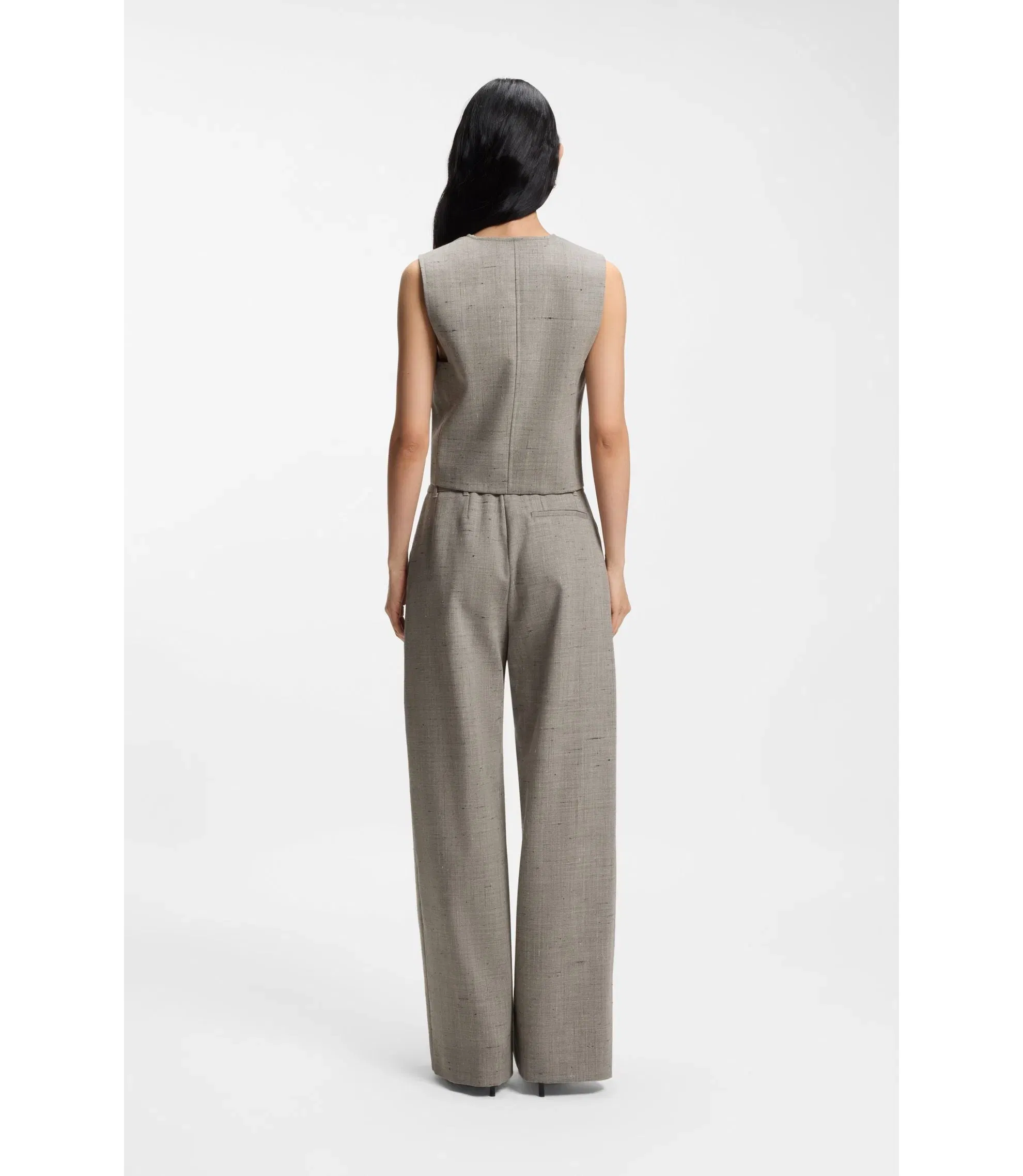 Boss Regular Fit Trousers In A Wool Blend Patterned Women's