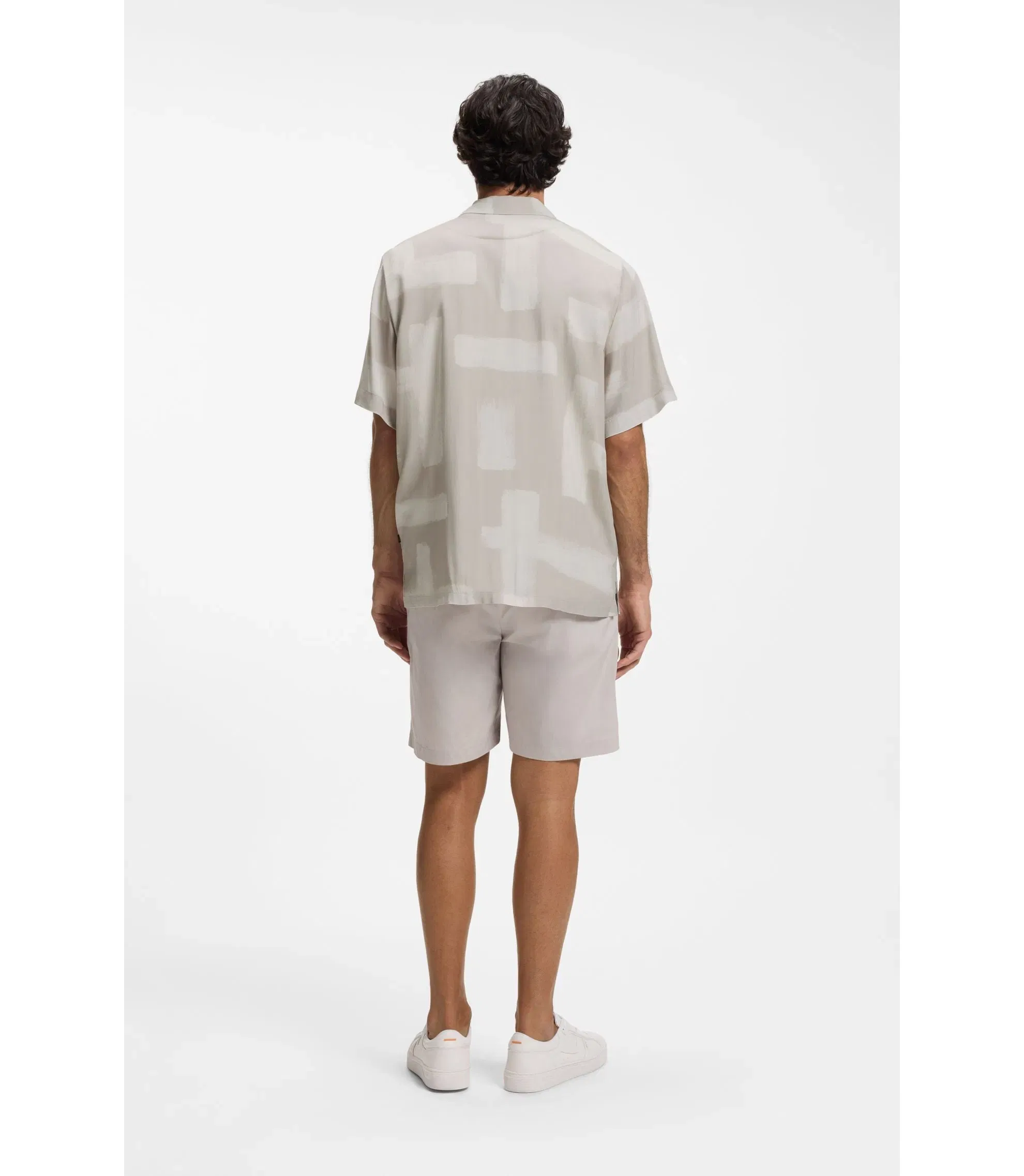 Boss Regular Fit Shirt With Maxi Print Light Grey