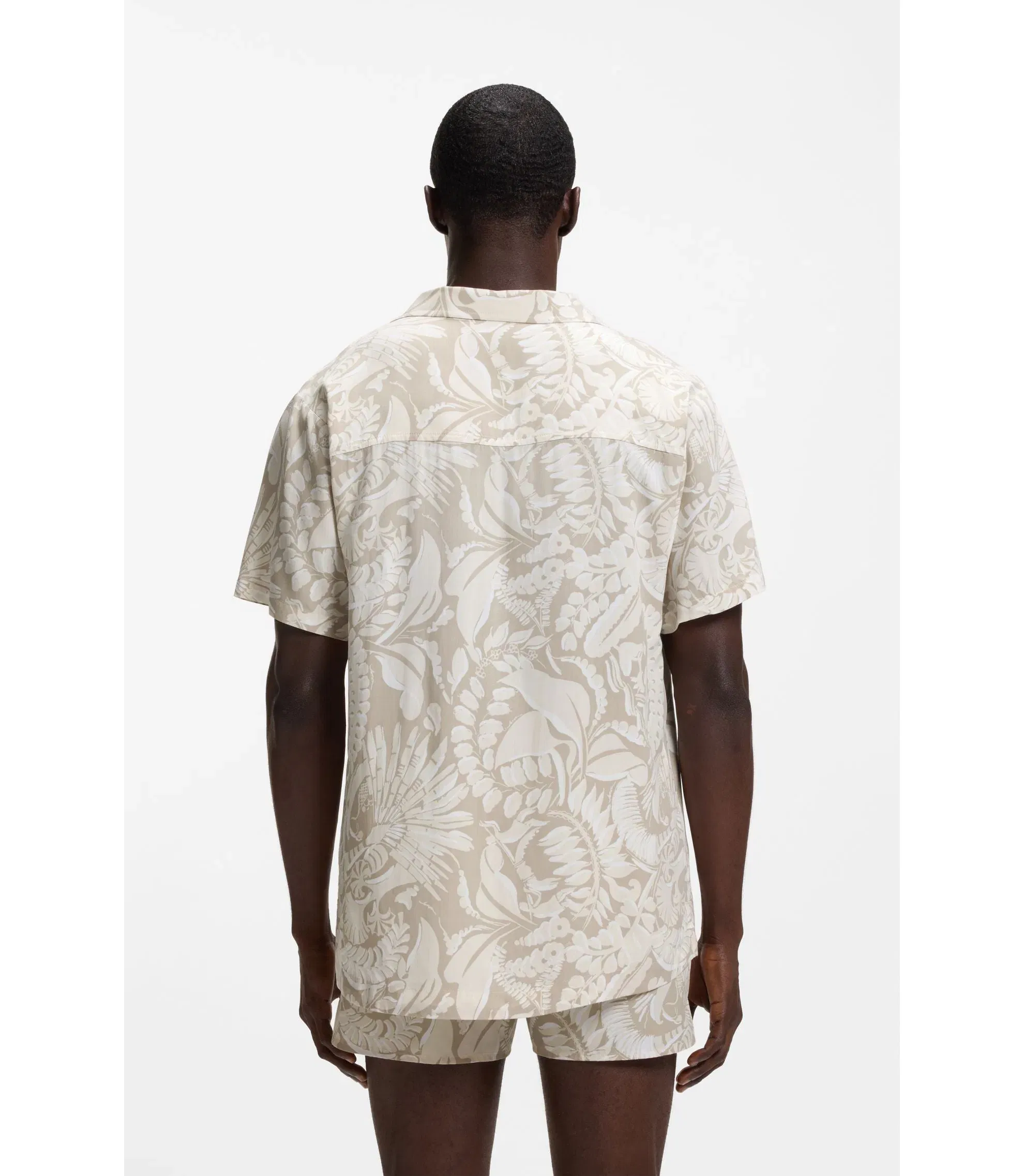 Boss Regular Fit Shirt With All Over Print Light Beige