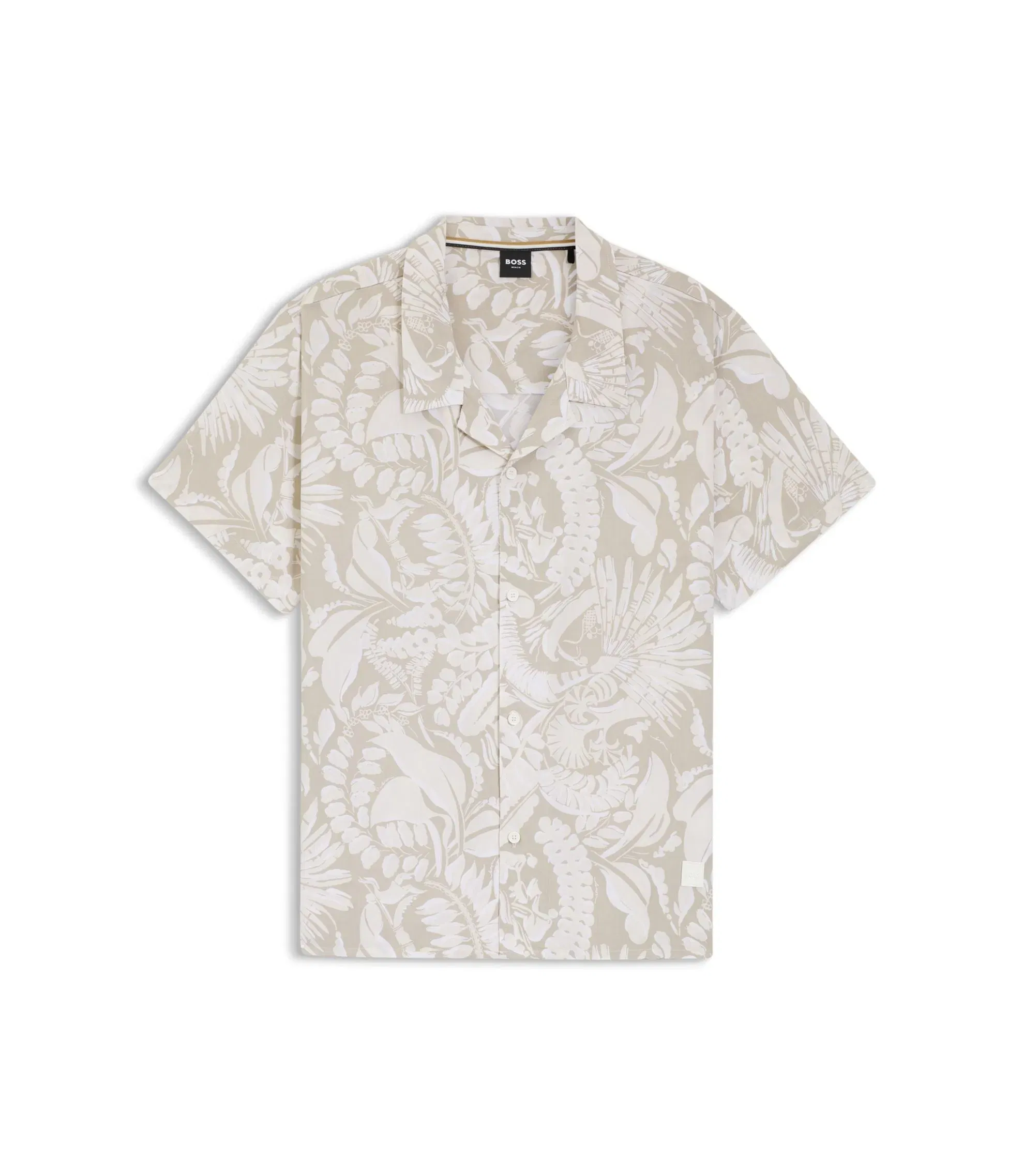 Boss Regular Fit Shirt With All Over Print Light Beige