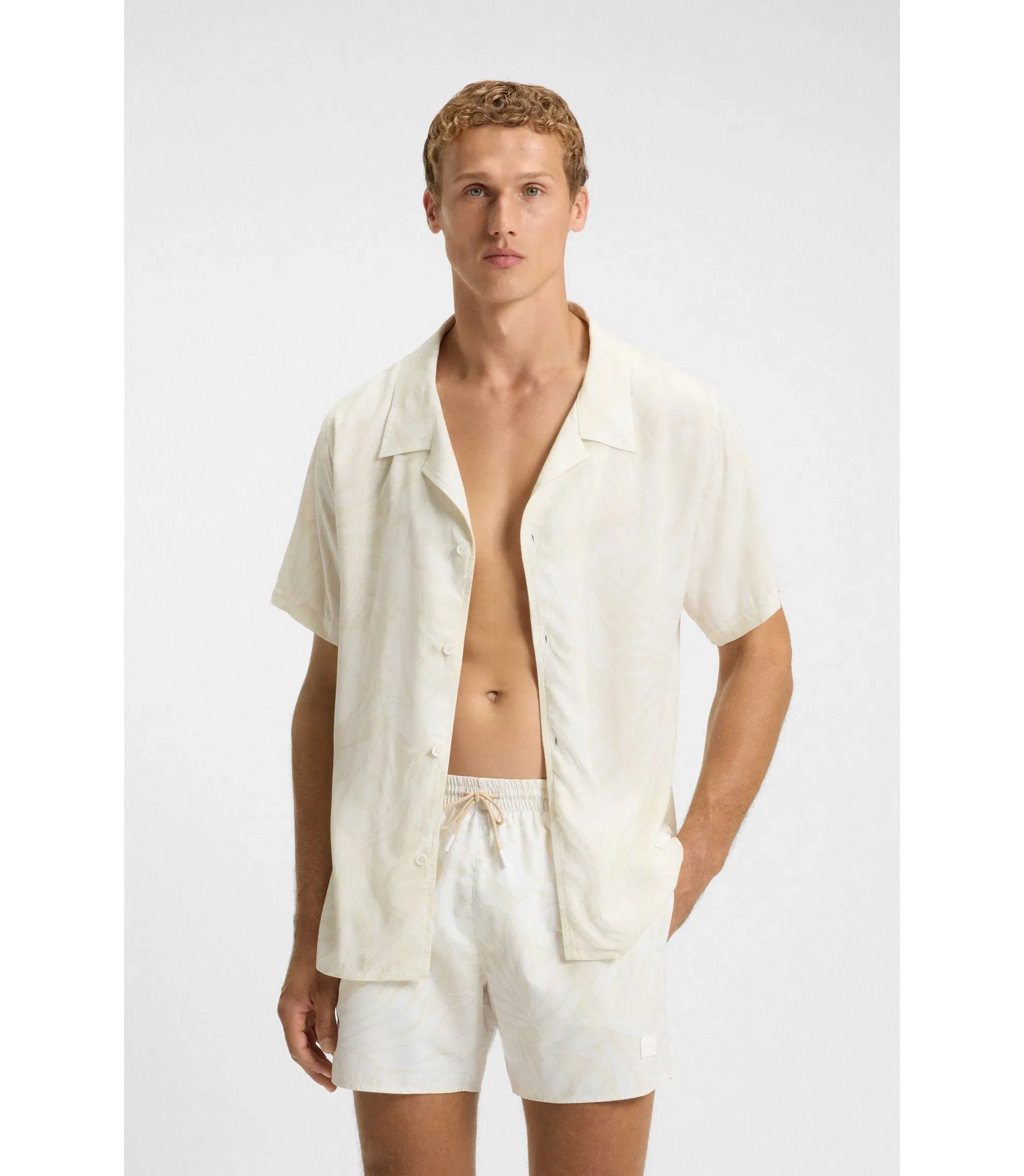 Boss Regular Fit Shirt With All Over Print White