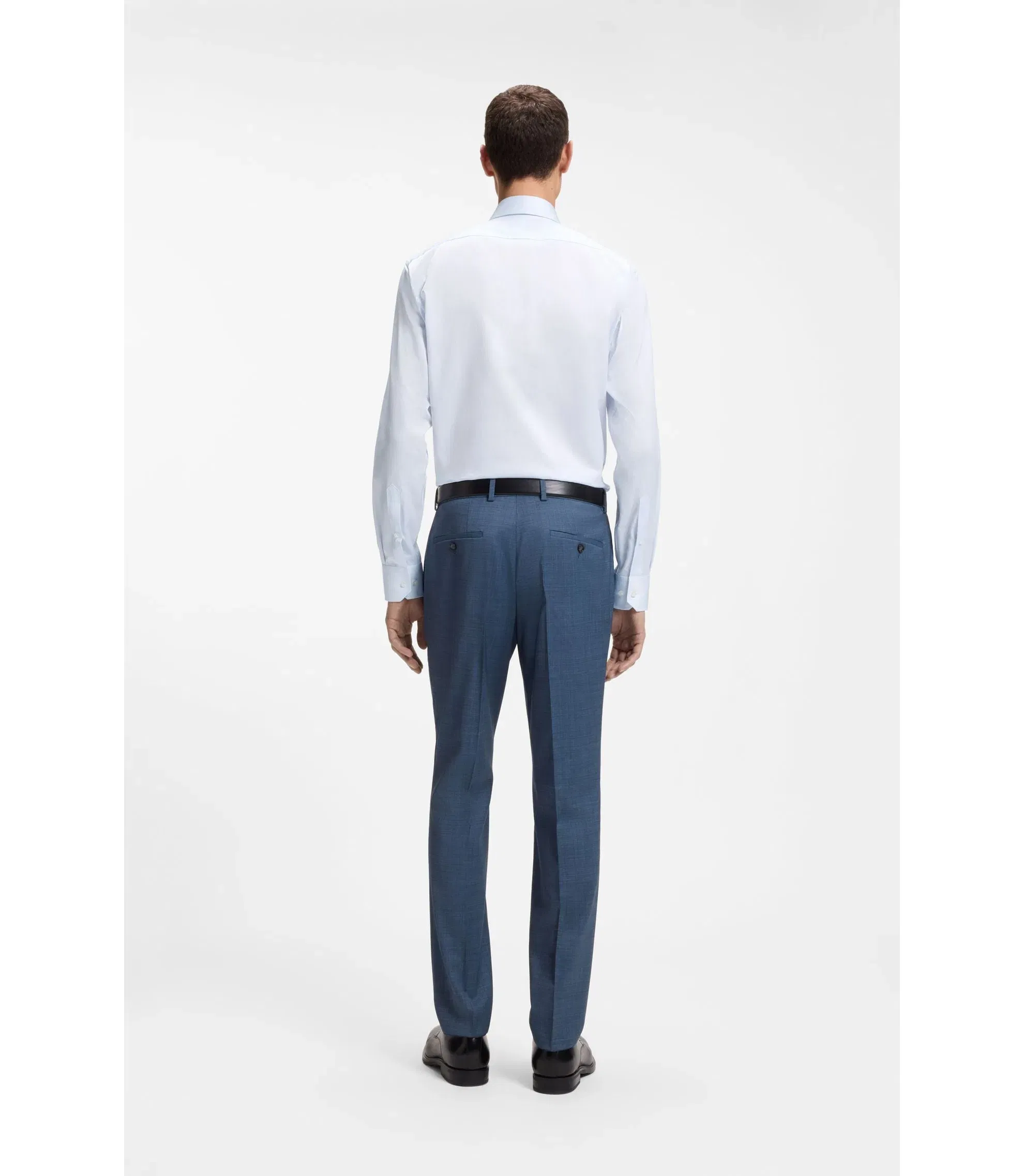 Boss Regular Fit Shirt In Structured Italian Made Cotton Blue