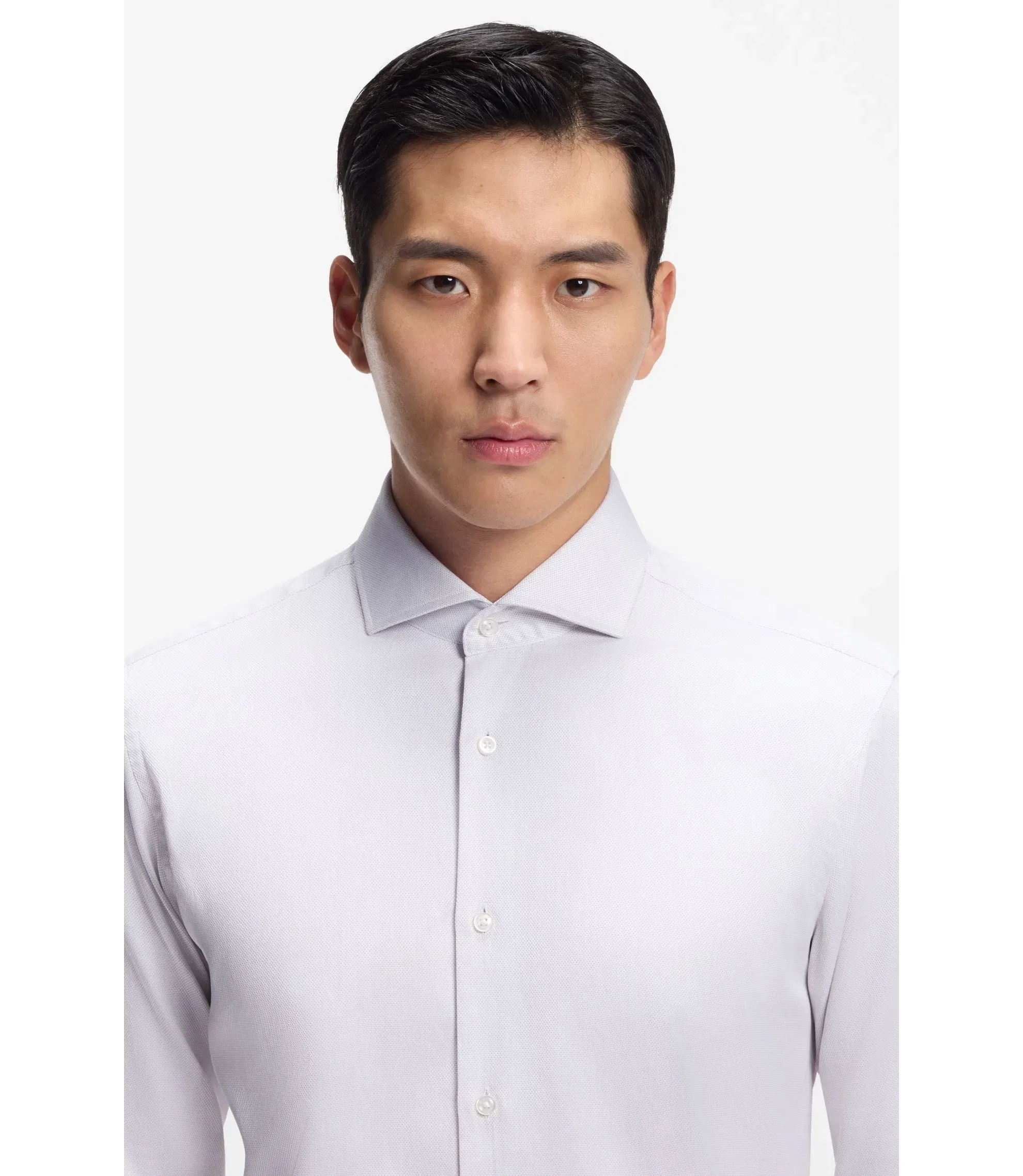 Boss Regular Fit Shirt In Structured Italian Made Cotton Khaki