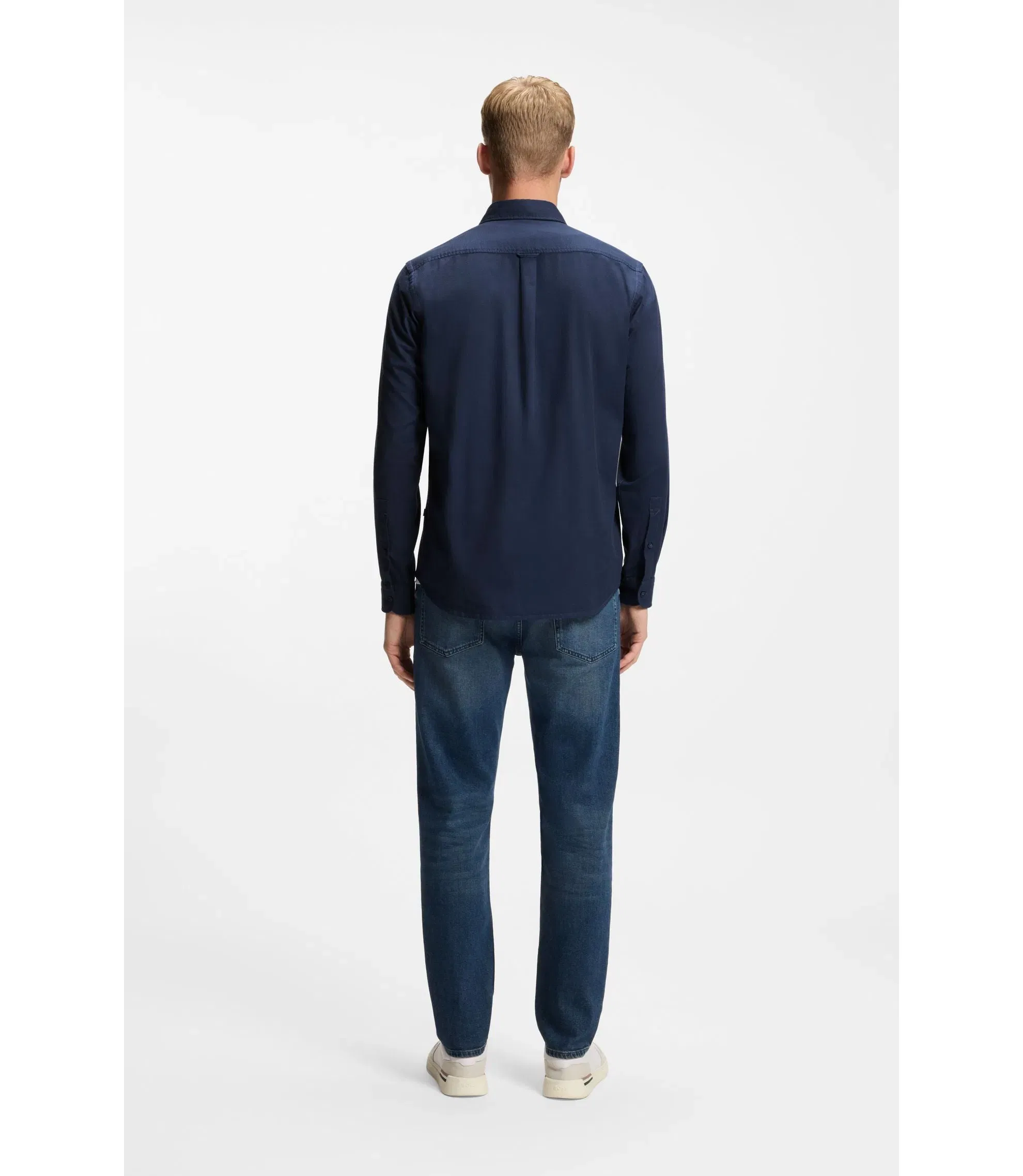 Boss Regular Fit Shirt In Stretch Cotton Dobby Light Blue