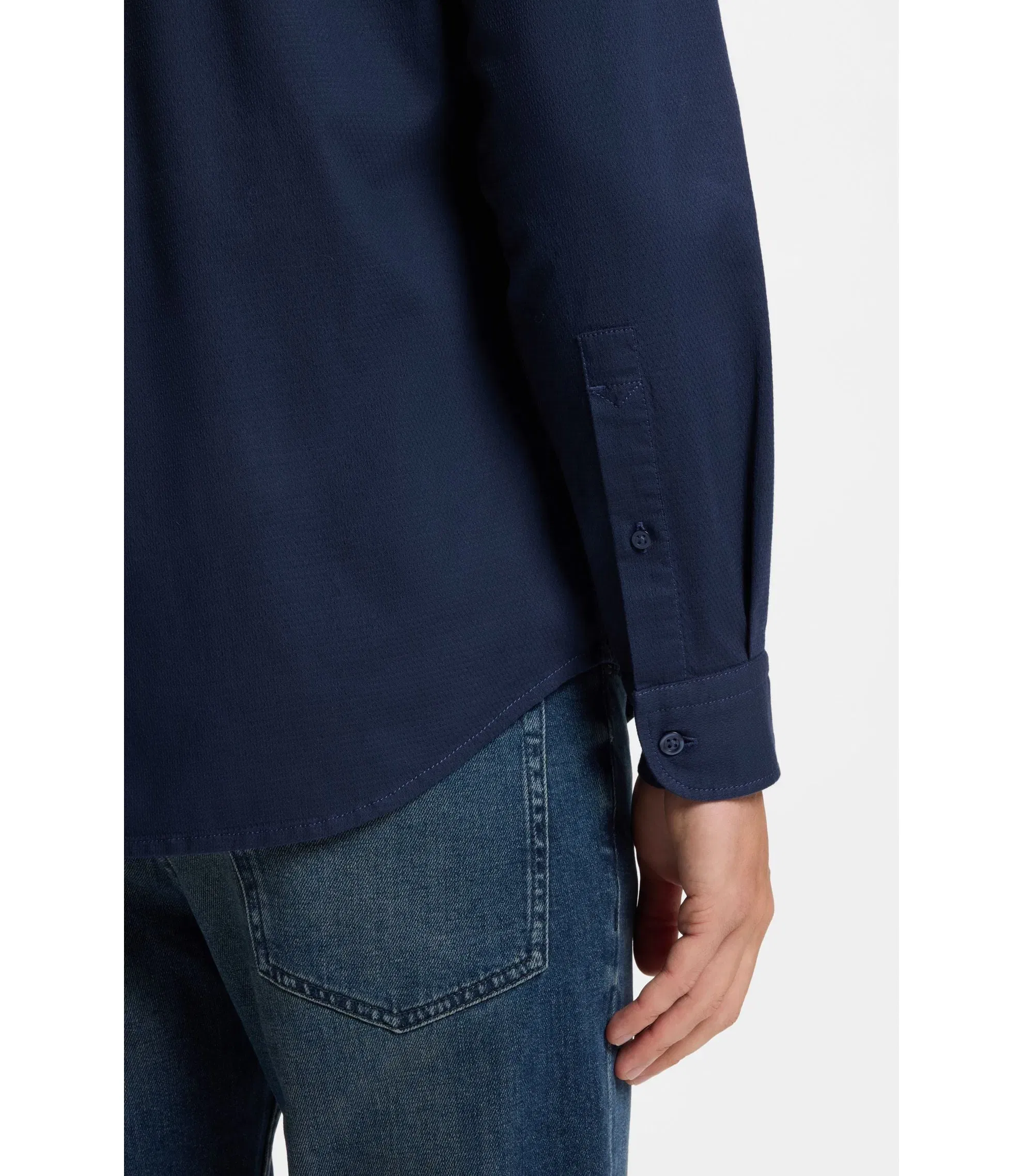 Boss Regular Fit Shirt In Stretch Cotton Dobby Light Blue