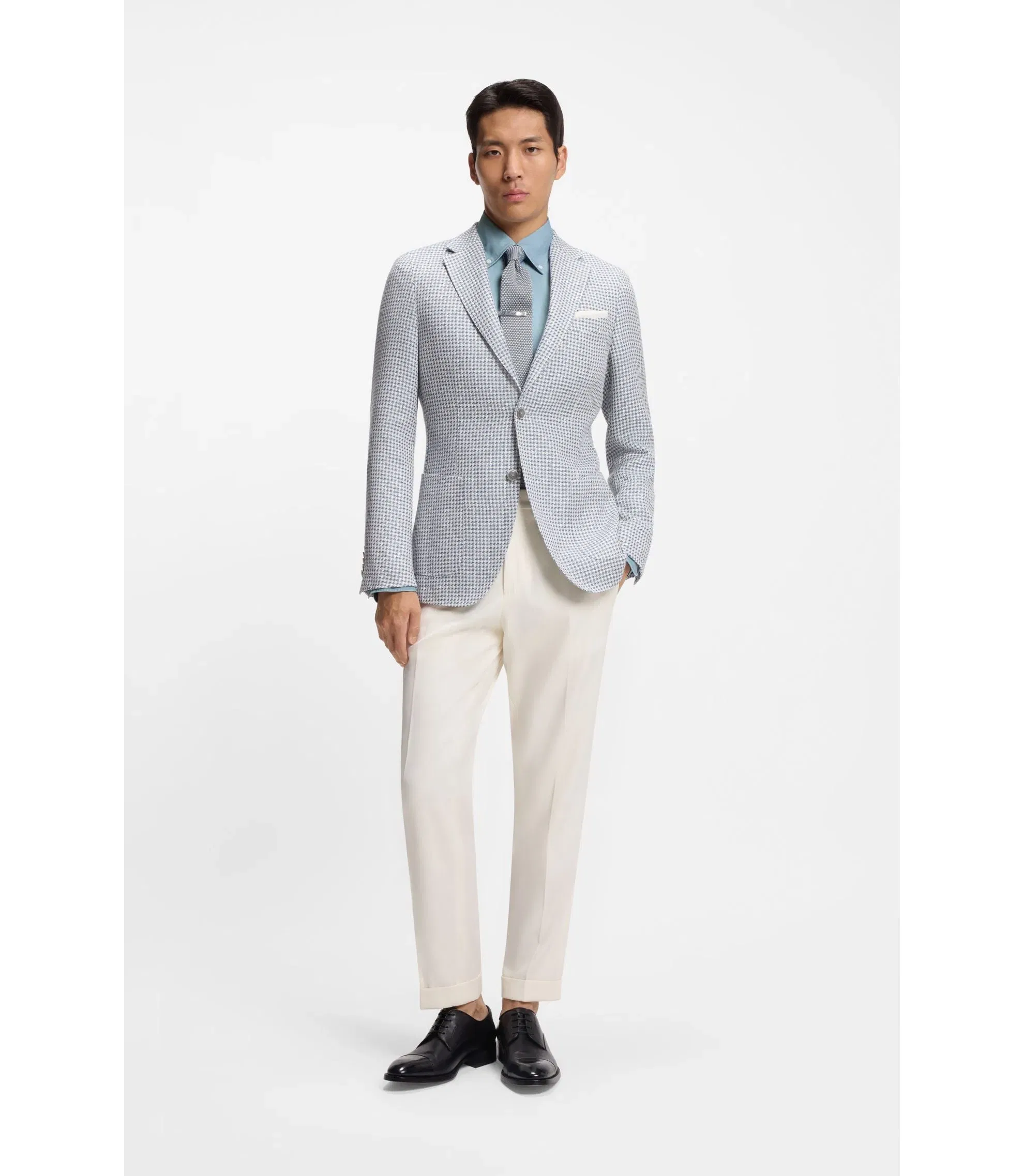 Boss Regular Fit Shirt In Italian Made Denim Light Blue
