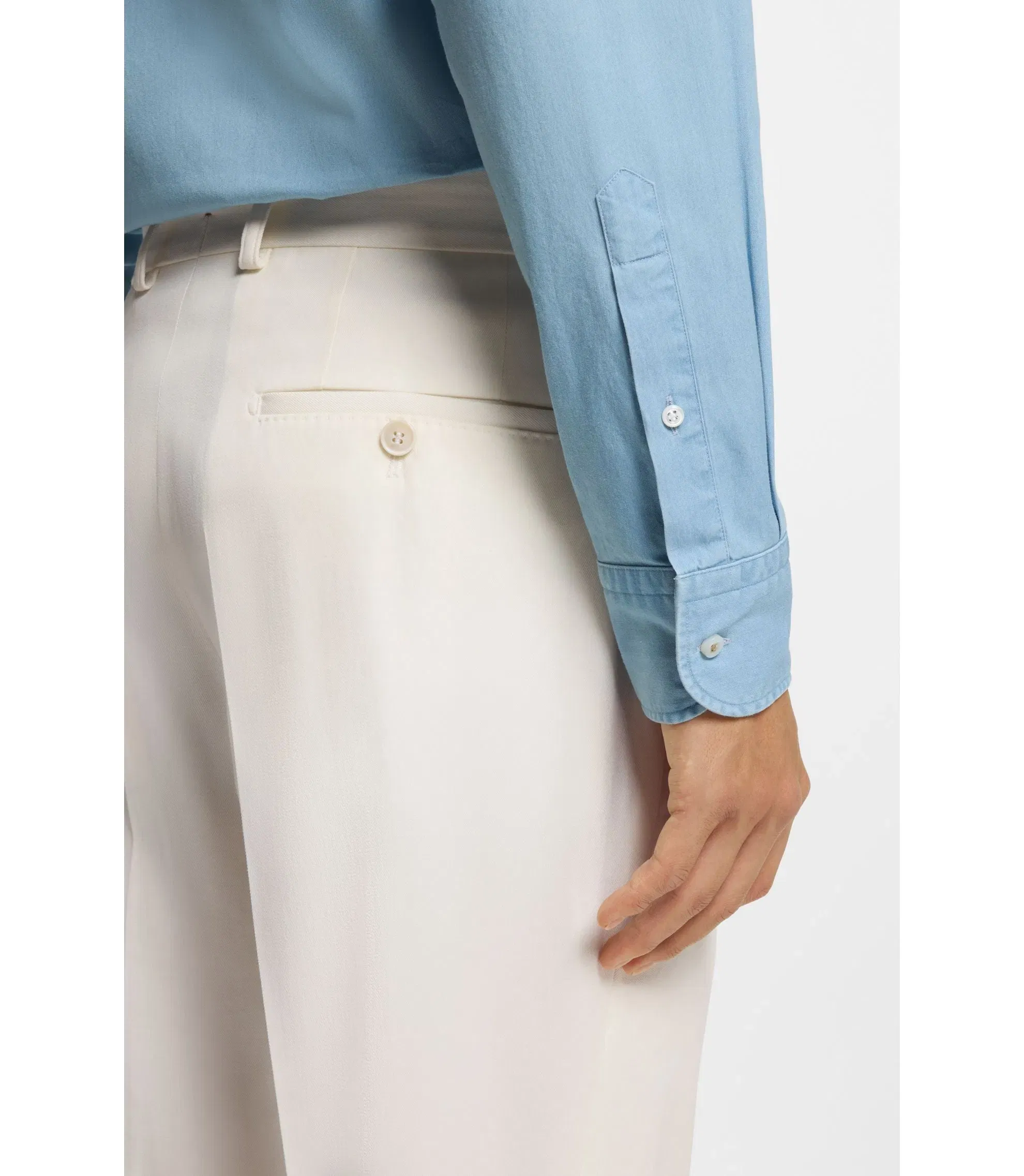 Boss Regular Fit Shirt In Italian Made Denim Light Blue