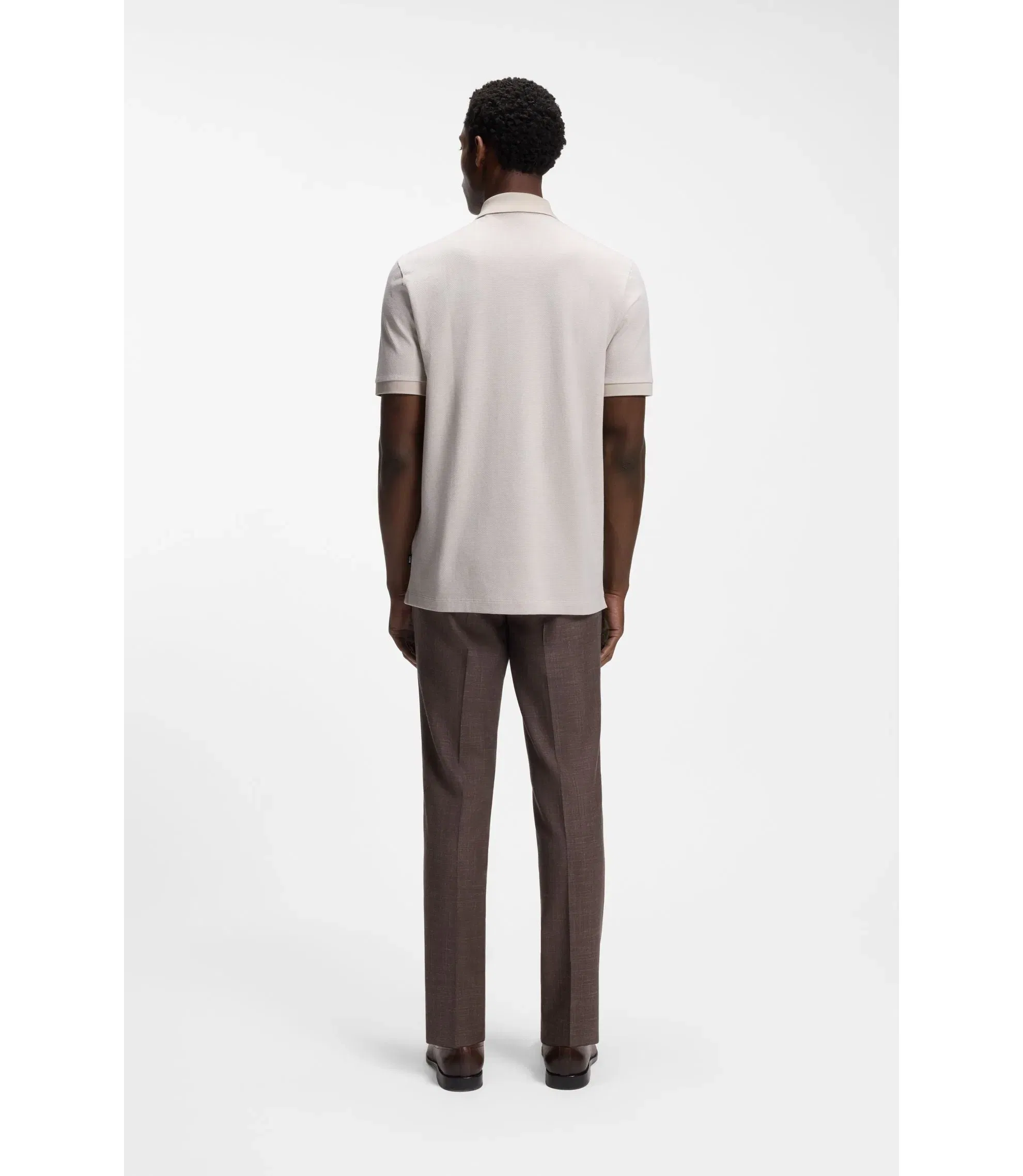 Boss Regular Fit Shirt In Bubble Structure Cotton Light Beige