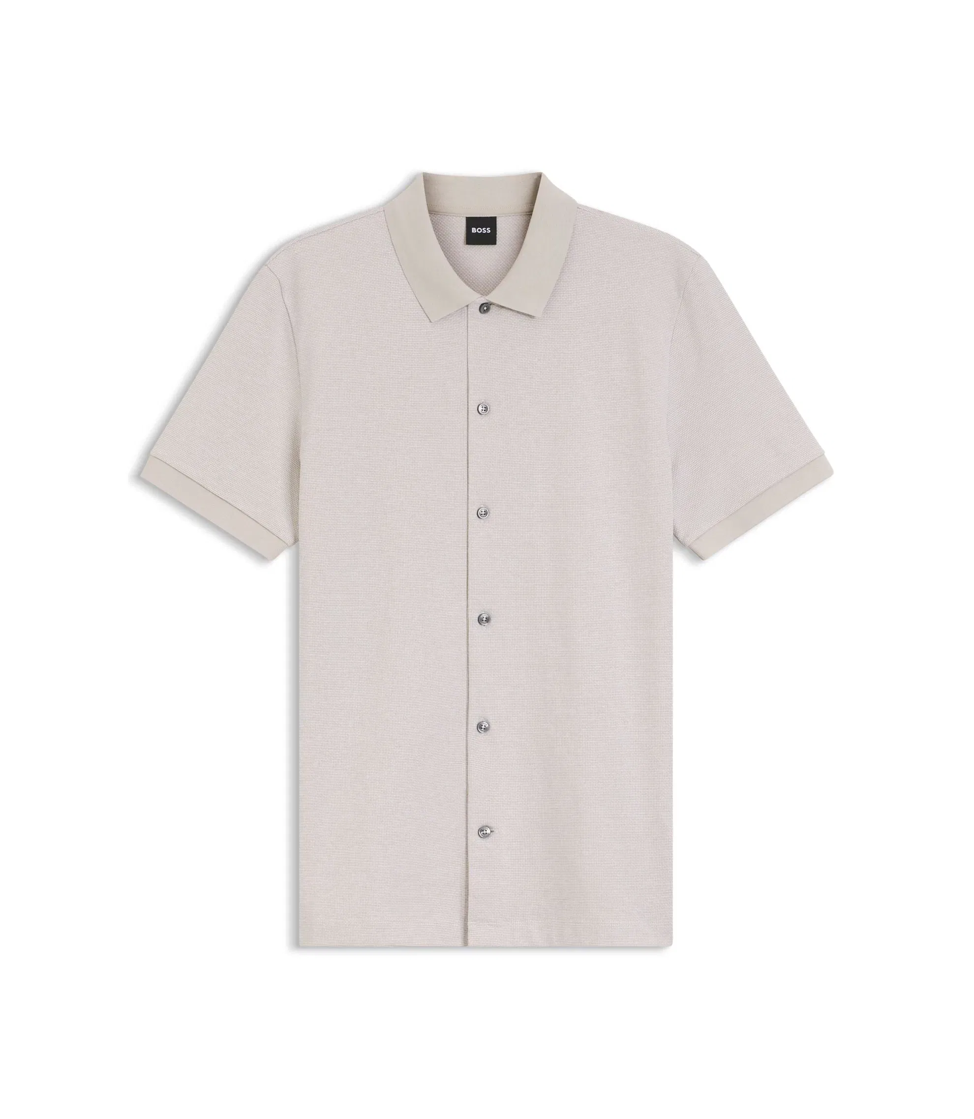 Boss Regular Fit Shirt In Bubble Structure Cotton Light Beige