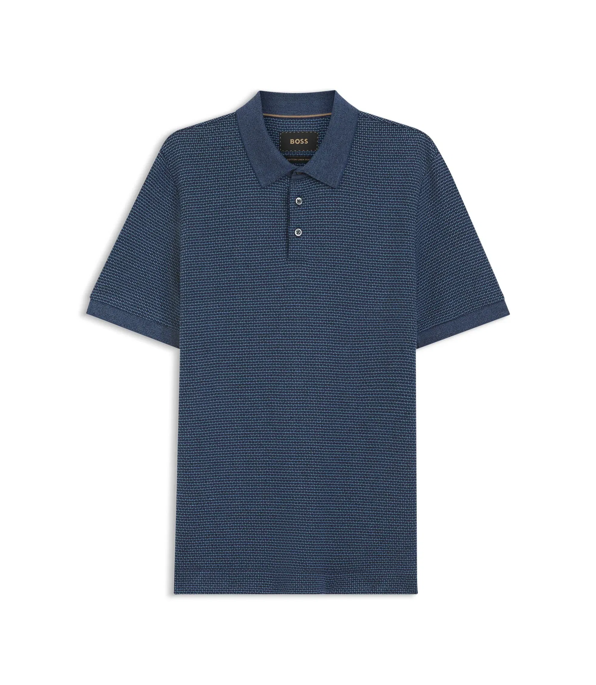 Boss Regular Fit Polo Shirt With Micro Moulin Finish Light Blue