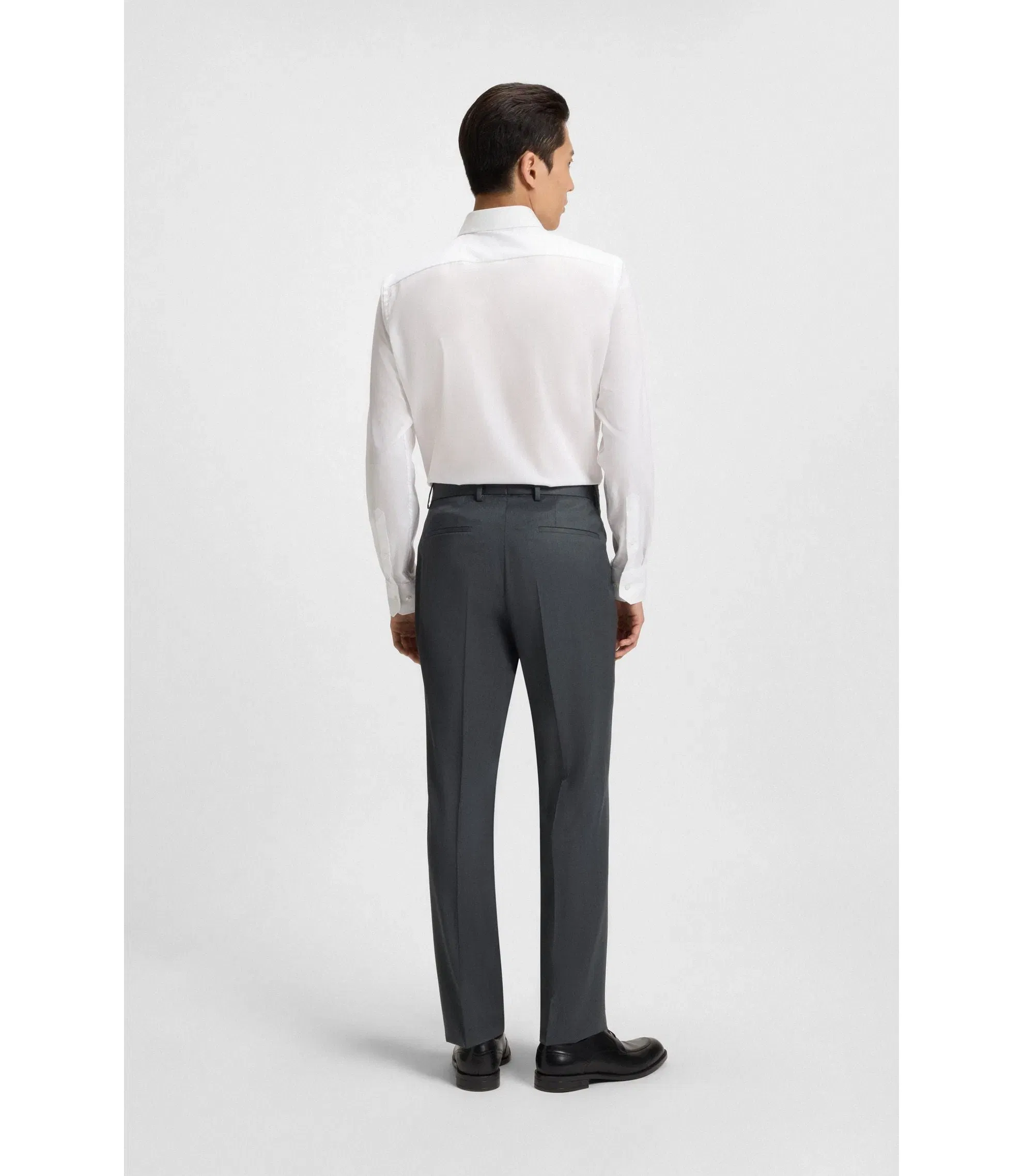 Boss Regular Fit Pants In Virgin Wool Serge Dark Grey