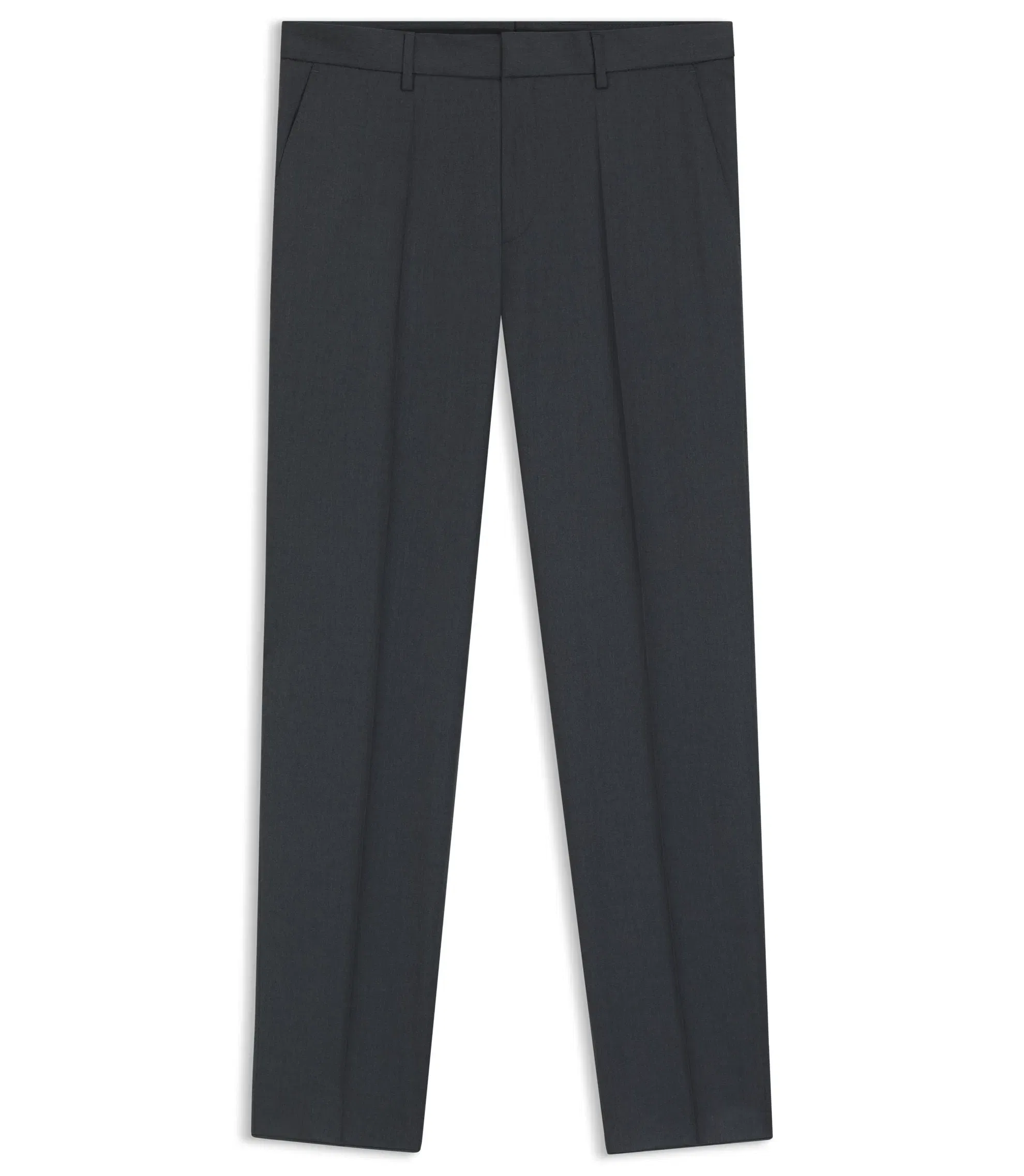 Boss Regular Fit Pants In Virgin Wool Serge Dark Grey