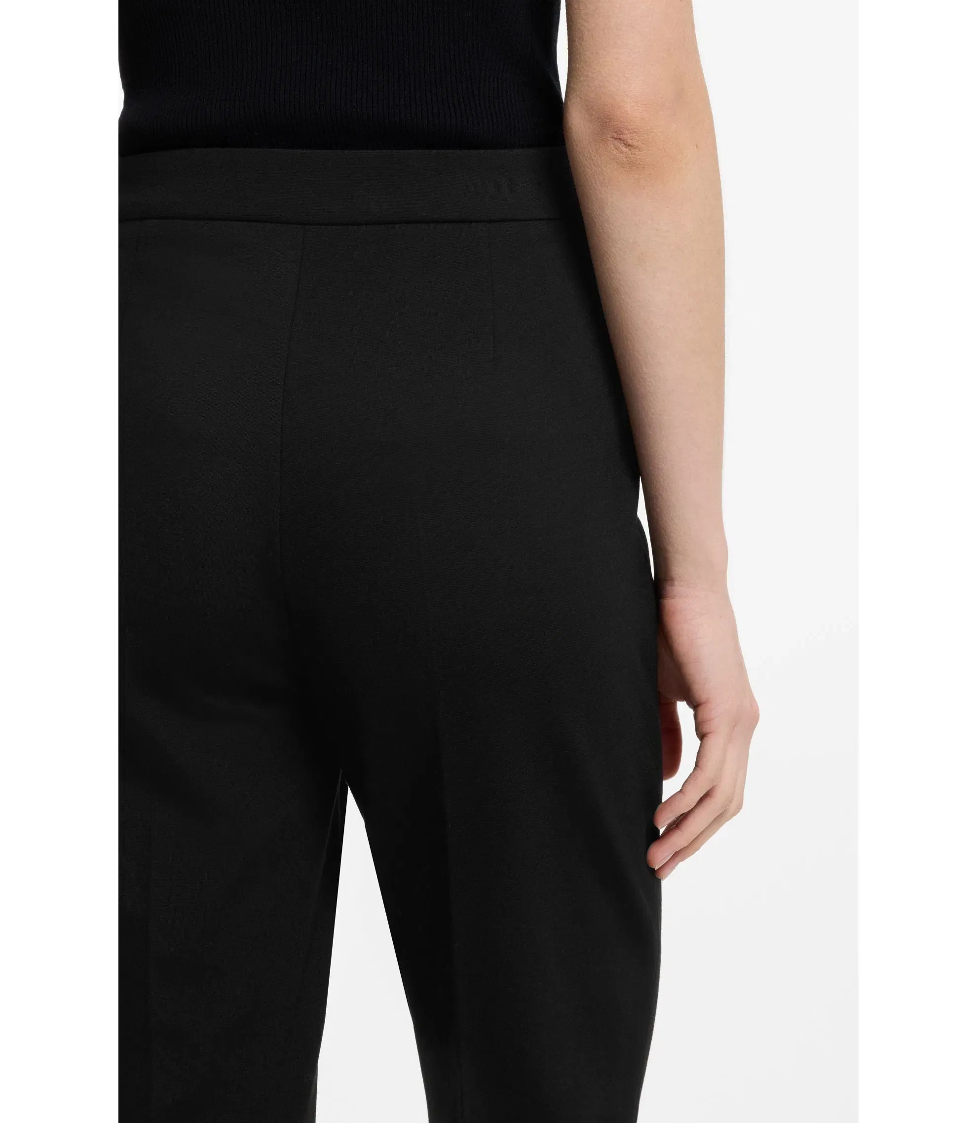Boss Regular Fit Pants In Stretch Fabric With A Tapered Leg Black Women's