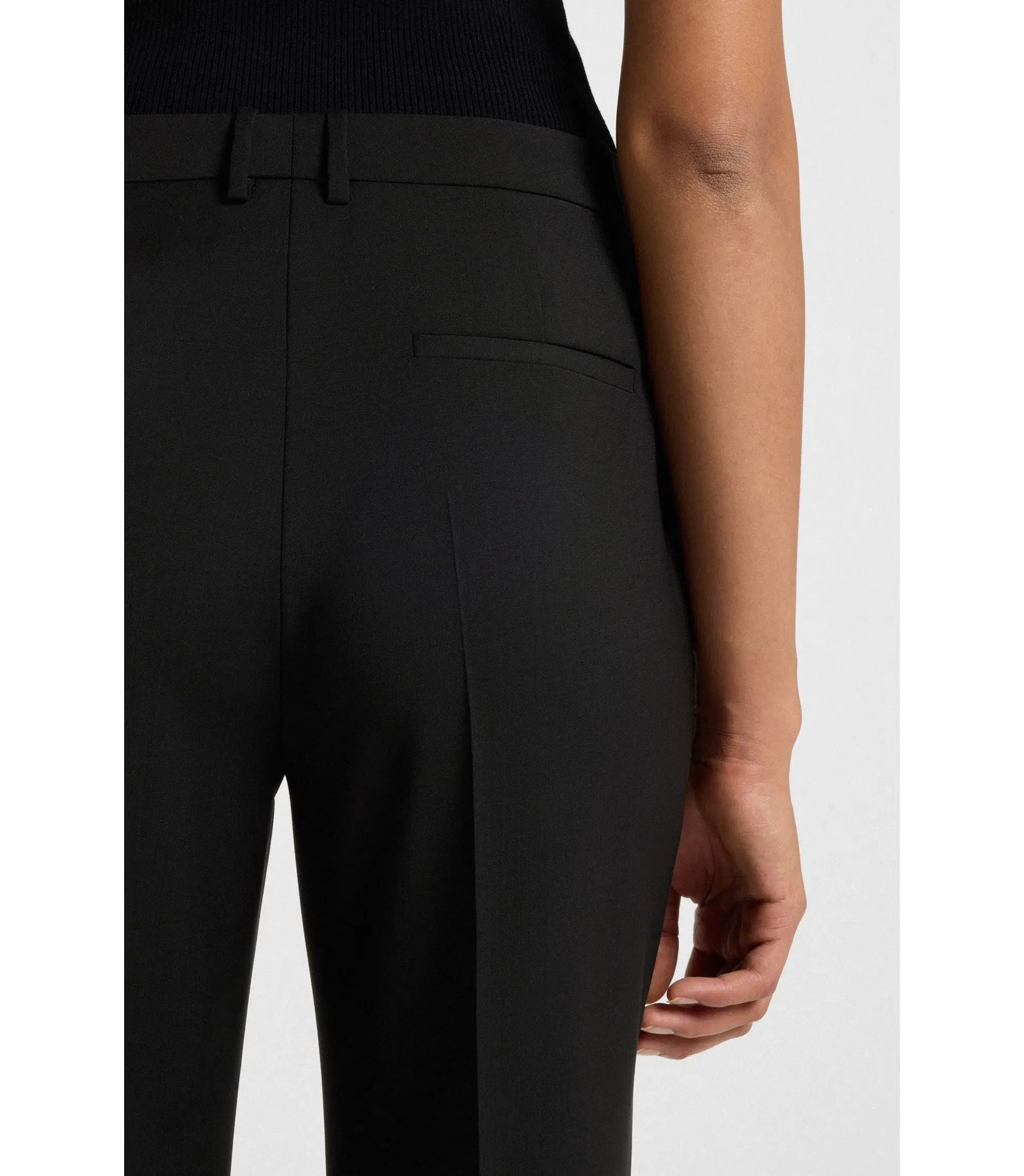 Boss Regular Fit Pants In Italian Made Virgin Wool Black Women's