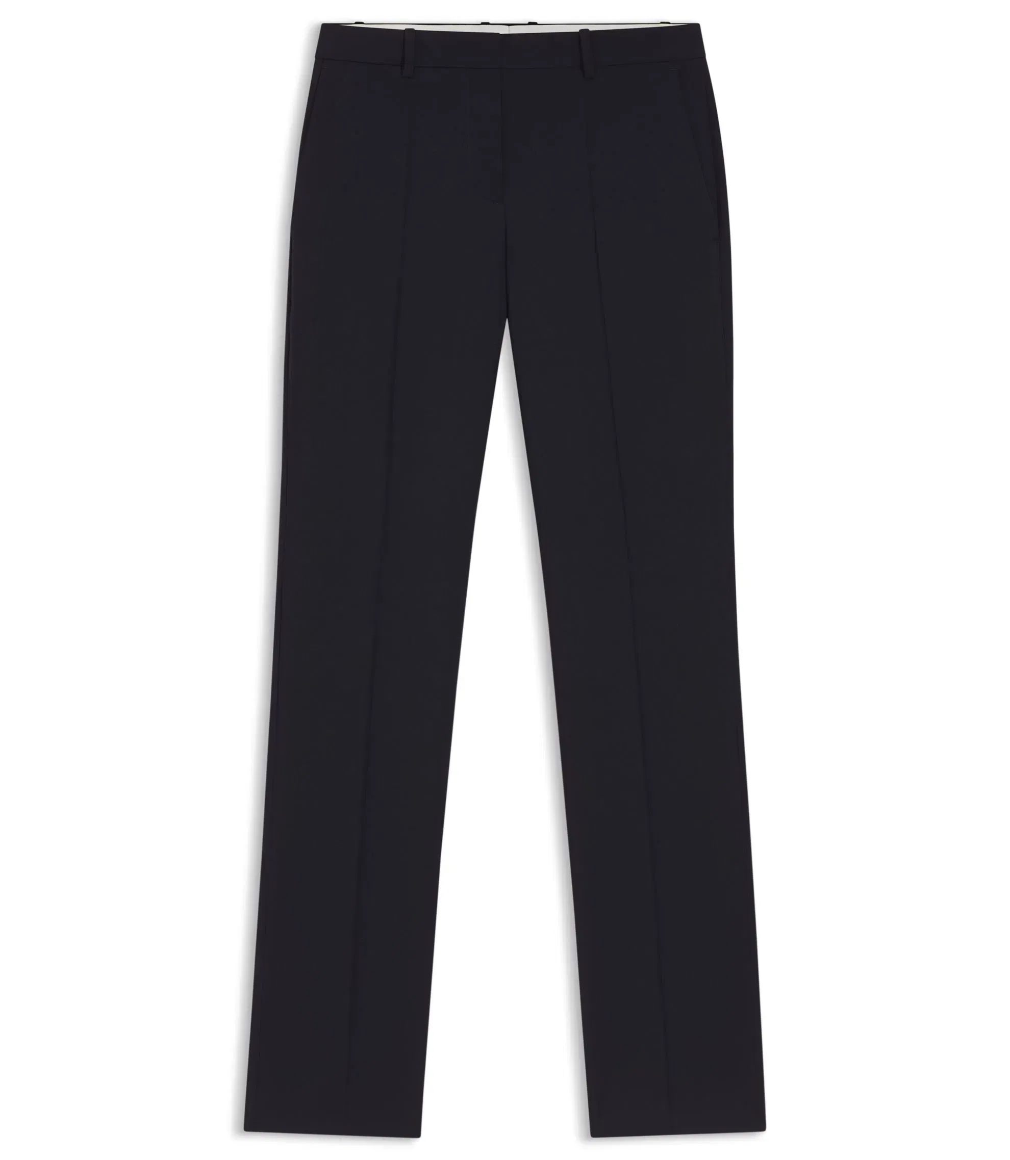 Boss Regular Fit Pants In Italian Made Virgin Wool Dark Blue Women's