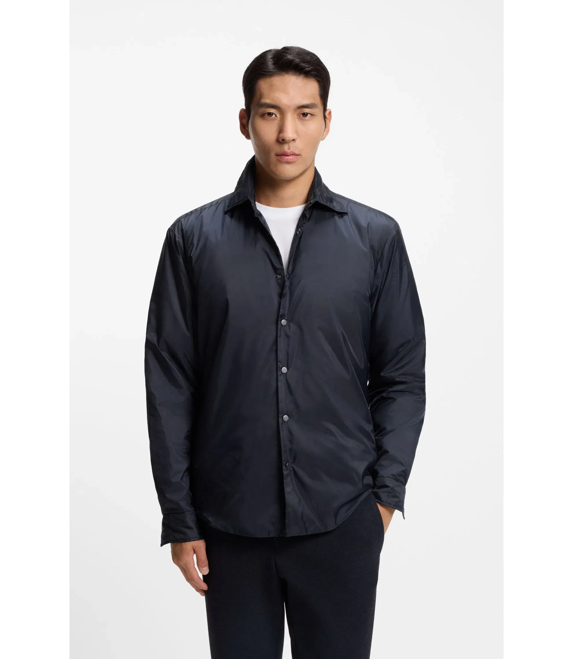 Boss Regular Fit Overshirt With Padding Dark Blue