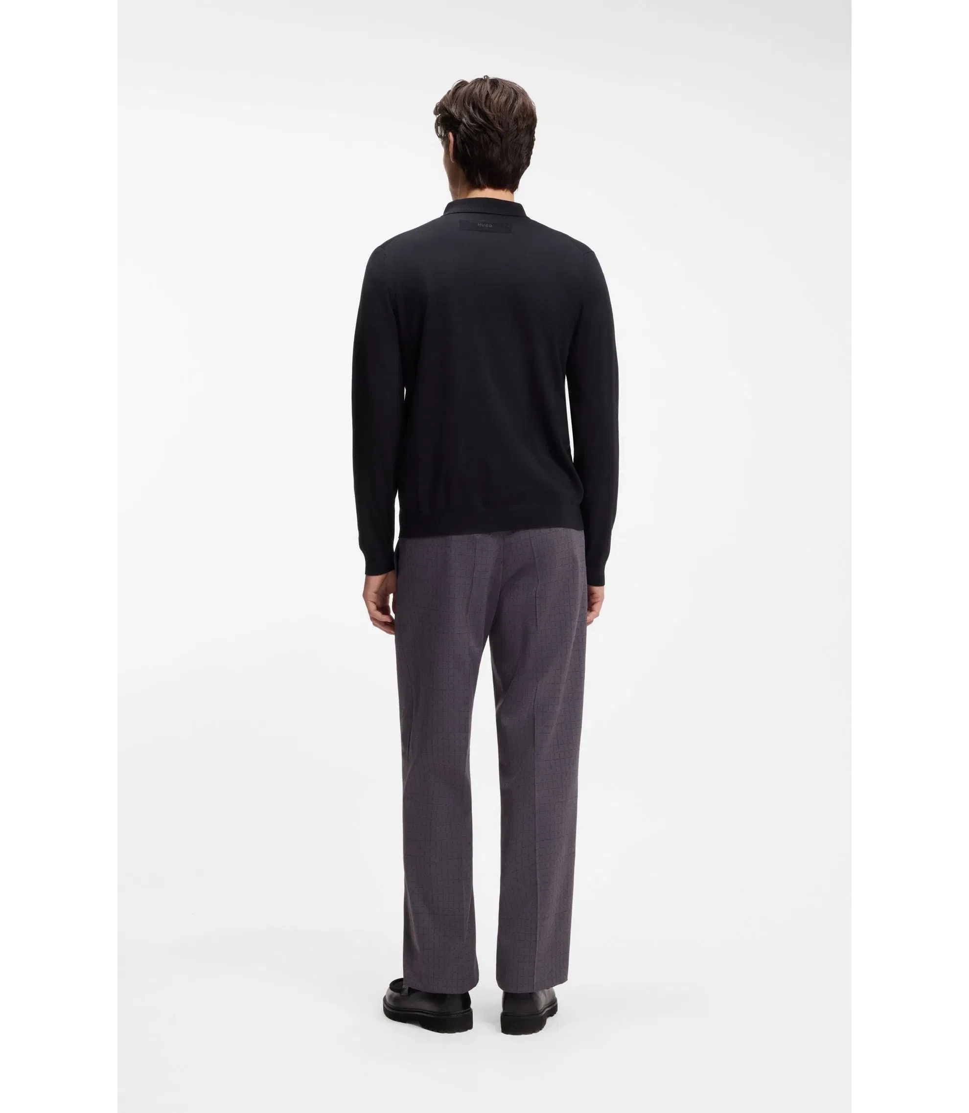 Hugo Regular Fit Jacket With Ribbed Trims Dark Blue