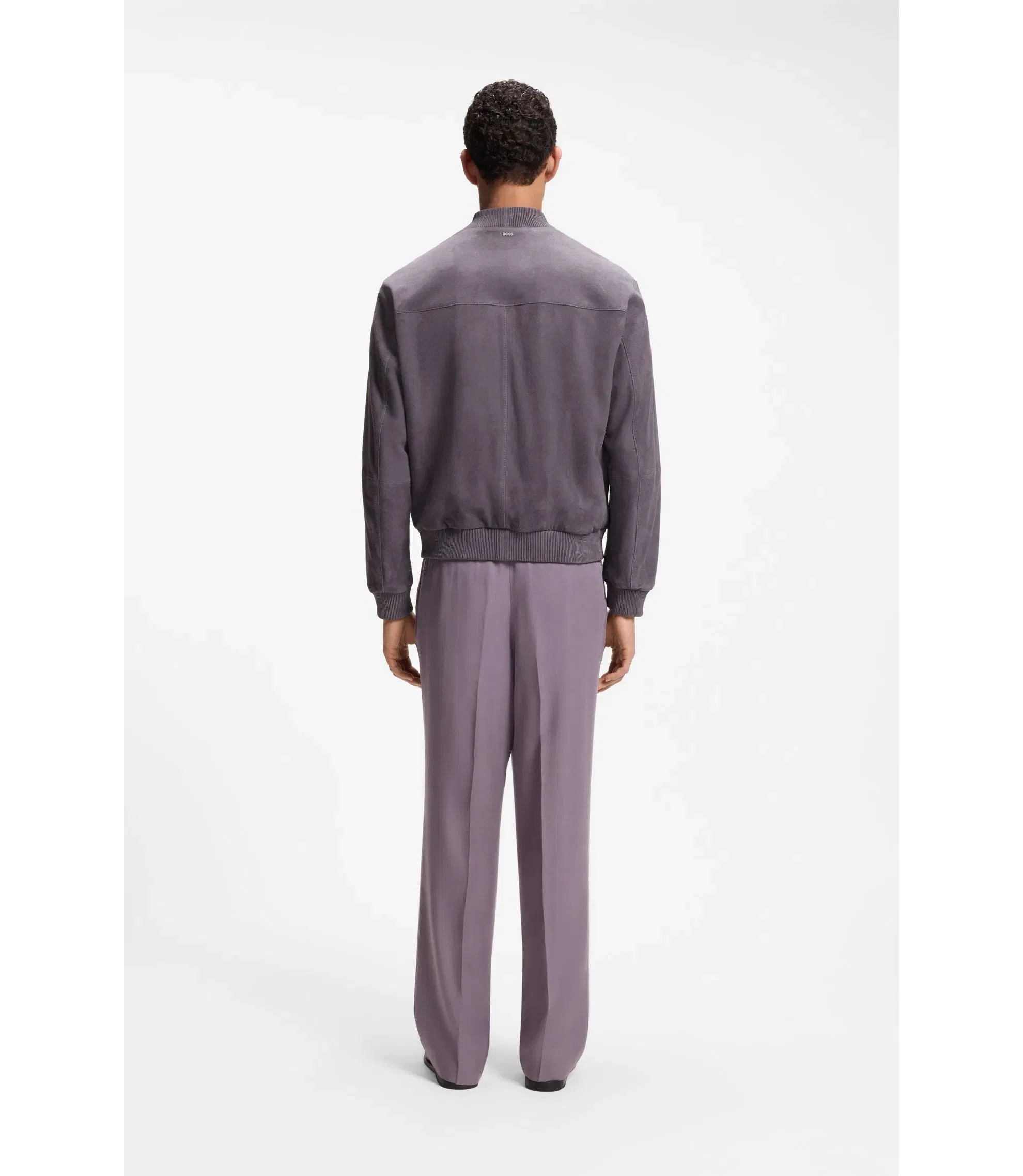 Boss Regular Fit Jacket In Suede Purple