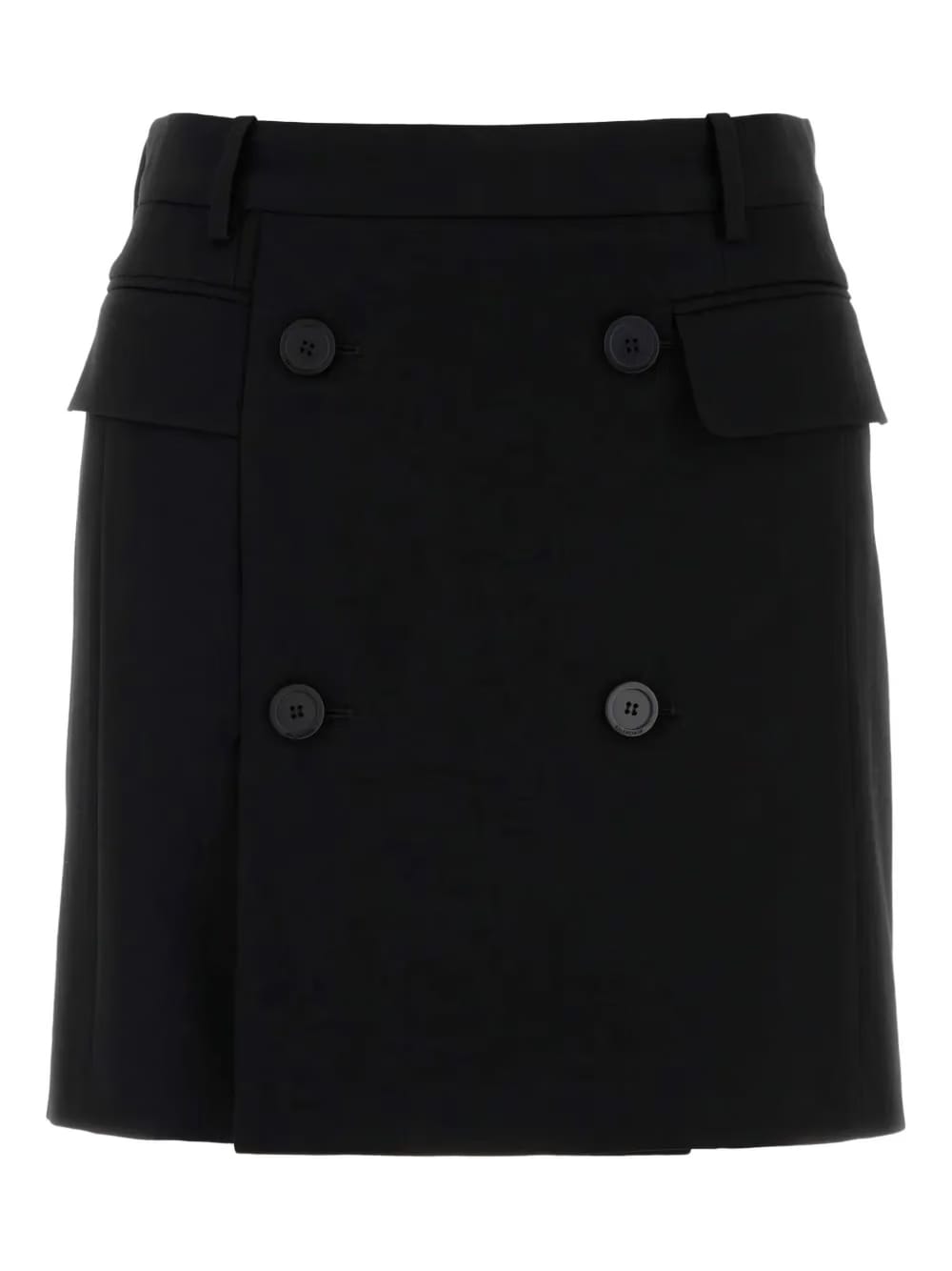 double-breasted twill skirt