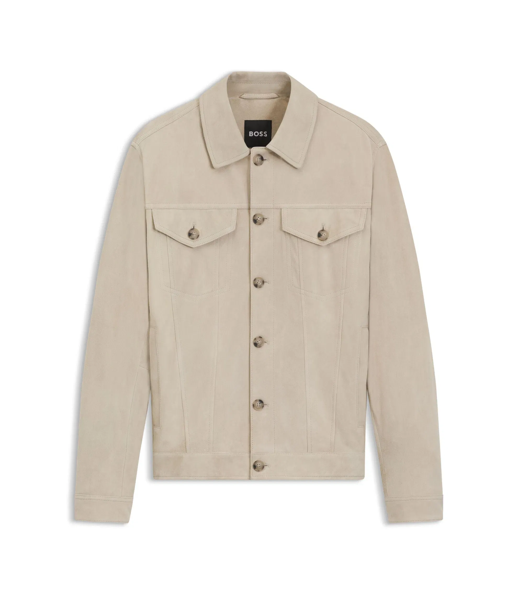 Boss Regular Fit Jacket In Nappalan Suede Light Beige