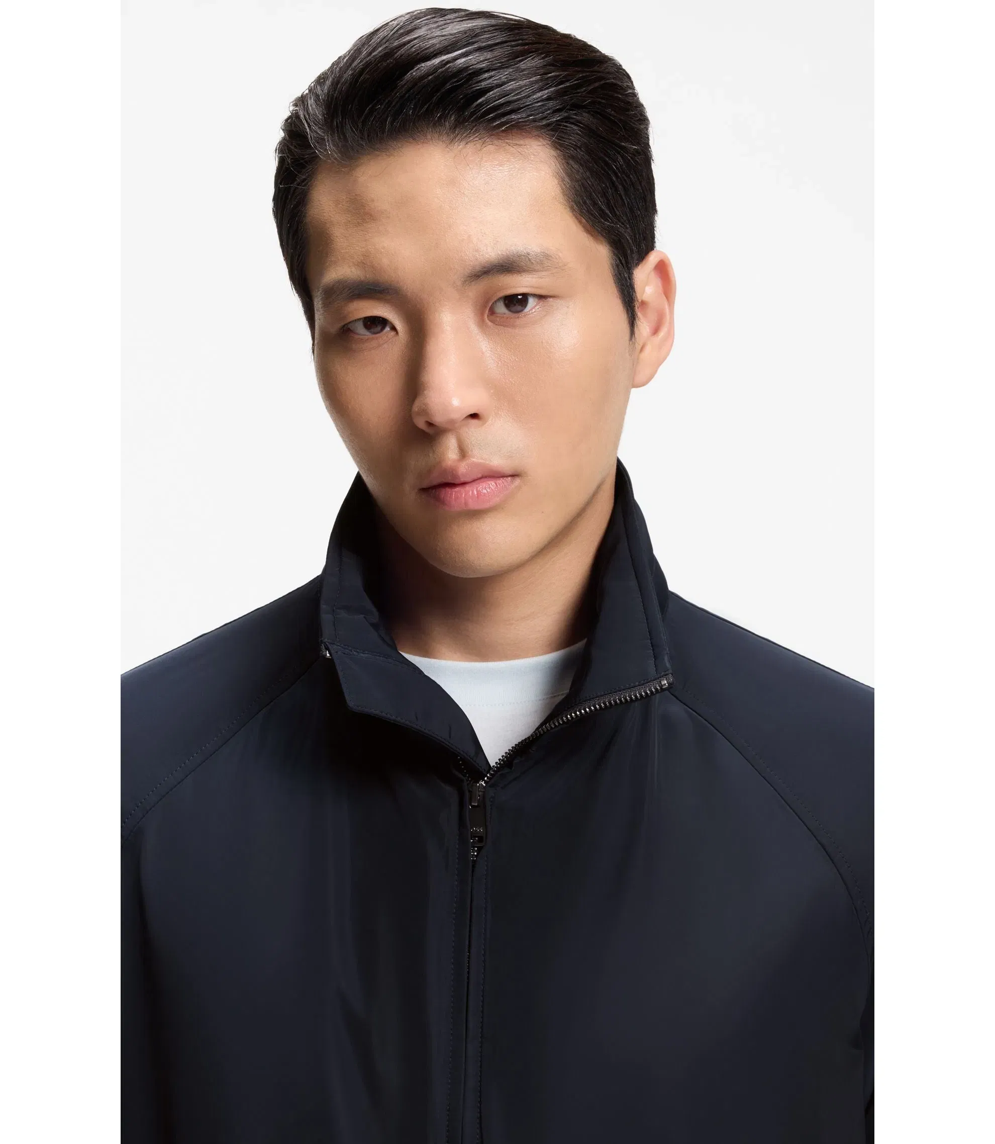 Boss Regular Fit Hooded Jacket With Water Repellent Finish Dark Blue
