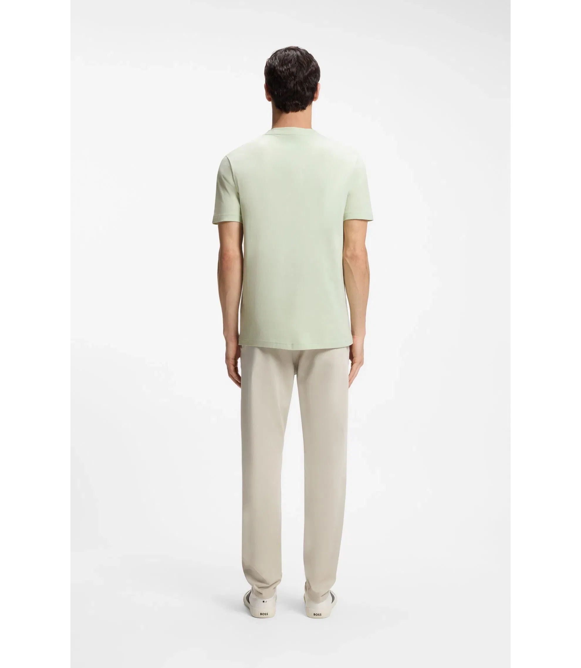 Boss Regular Fit Cotton T-Shirt With Modern Logo Light Green