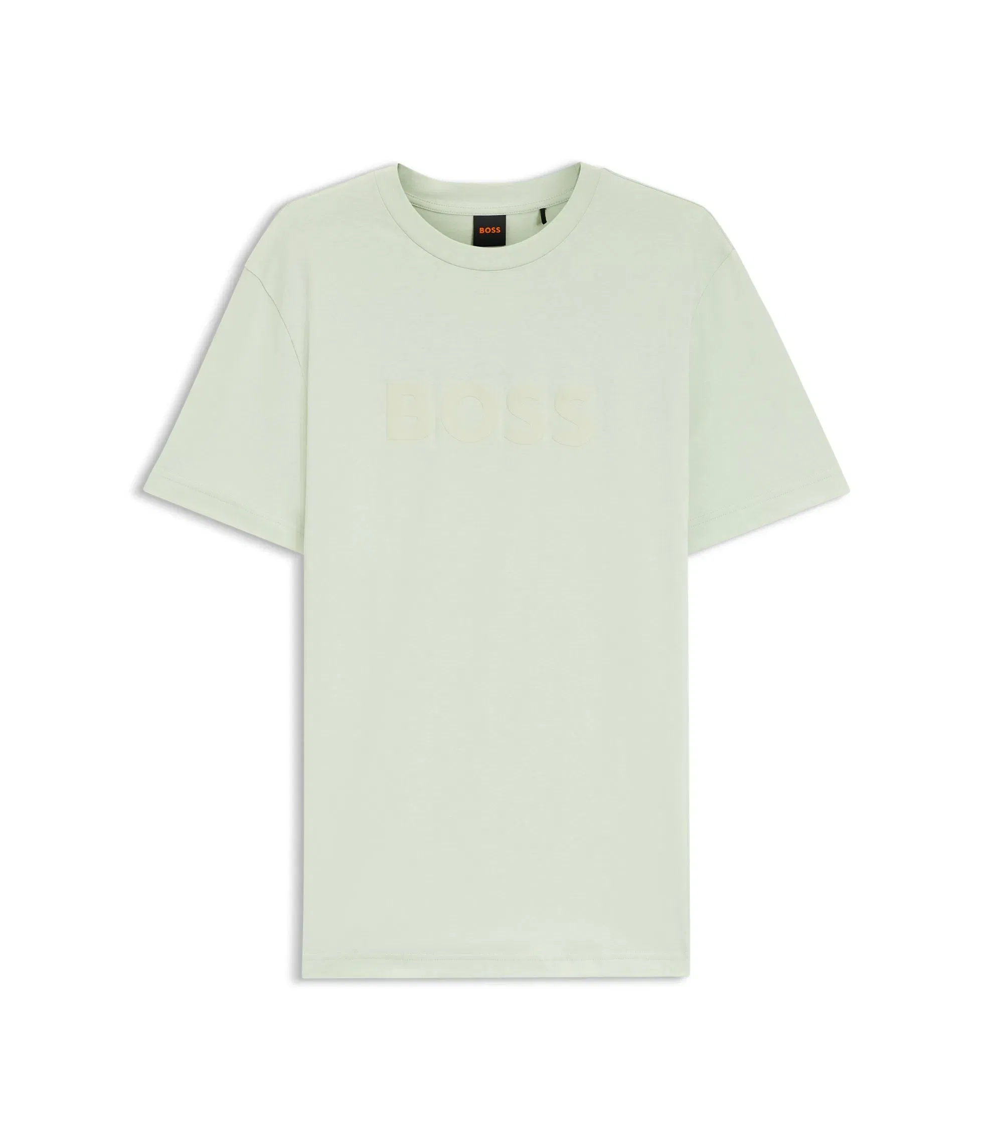 Boss Regular Fit Cotton T-Shirt With Modern Logo Light Green