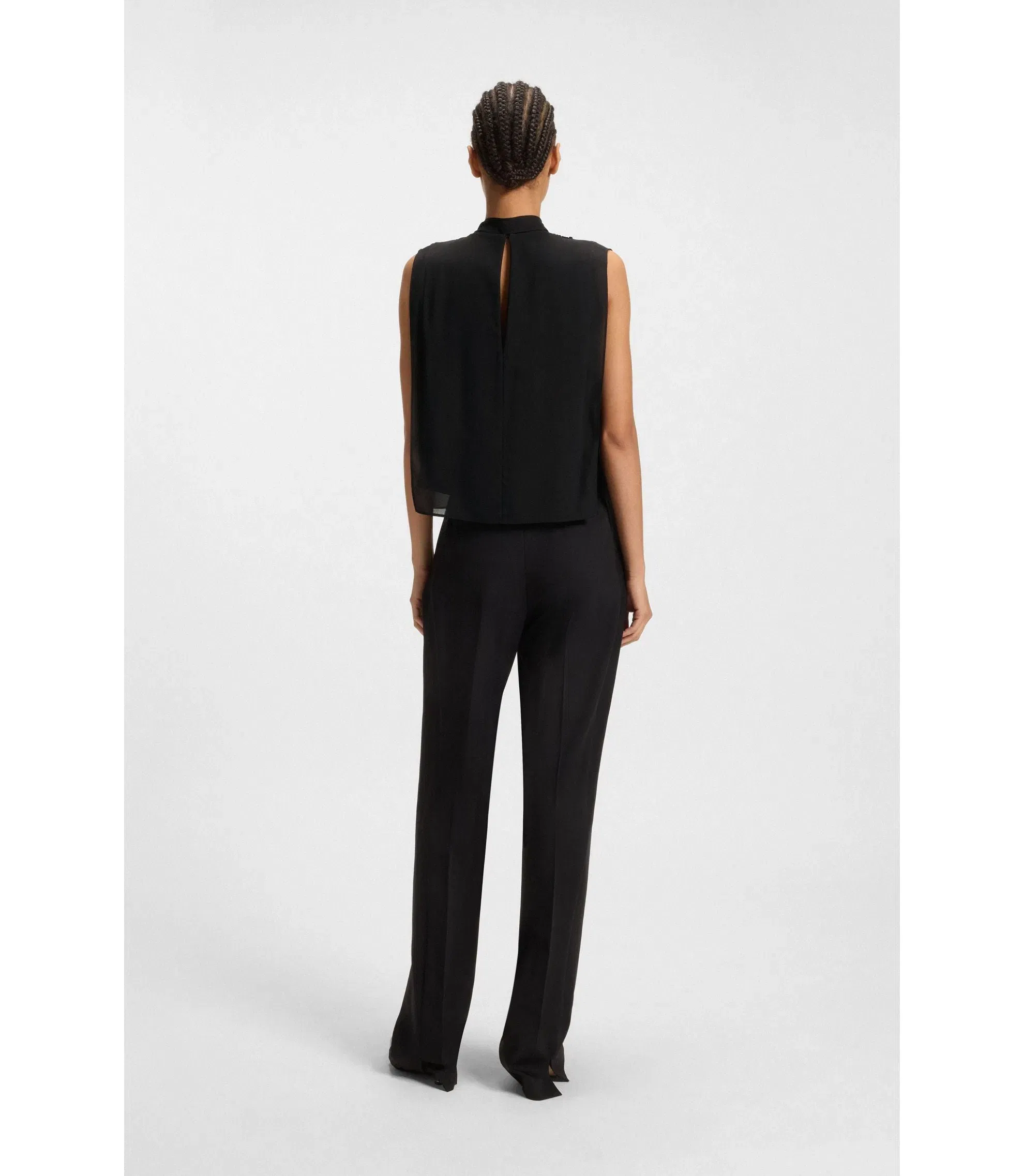 Boss Regular Fit Blouse With Sequin Embellishments Black Women's
