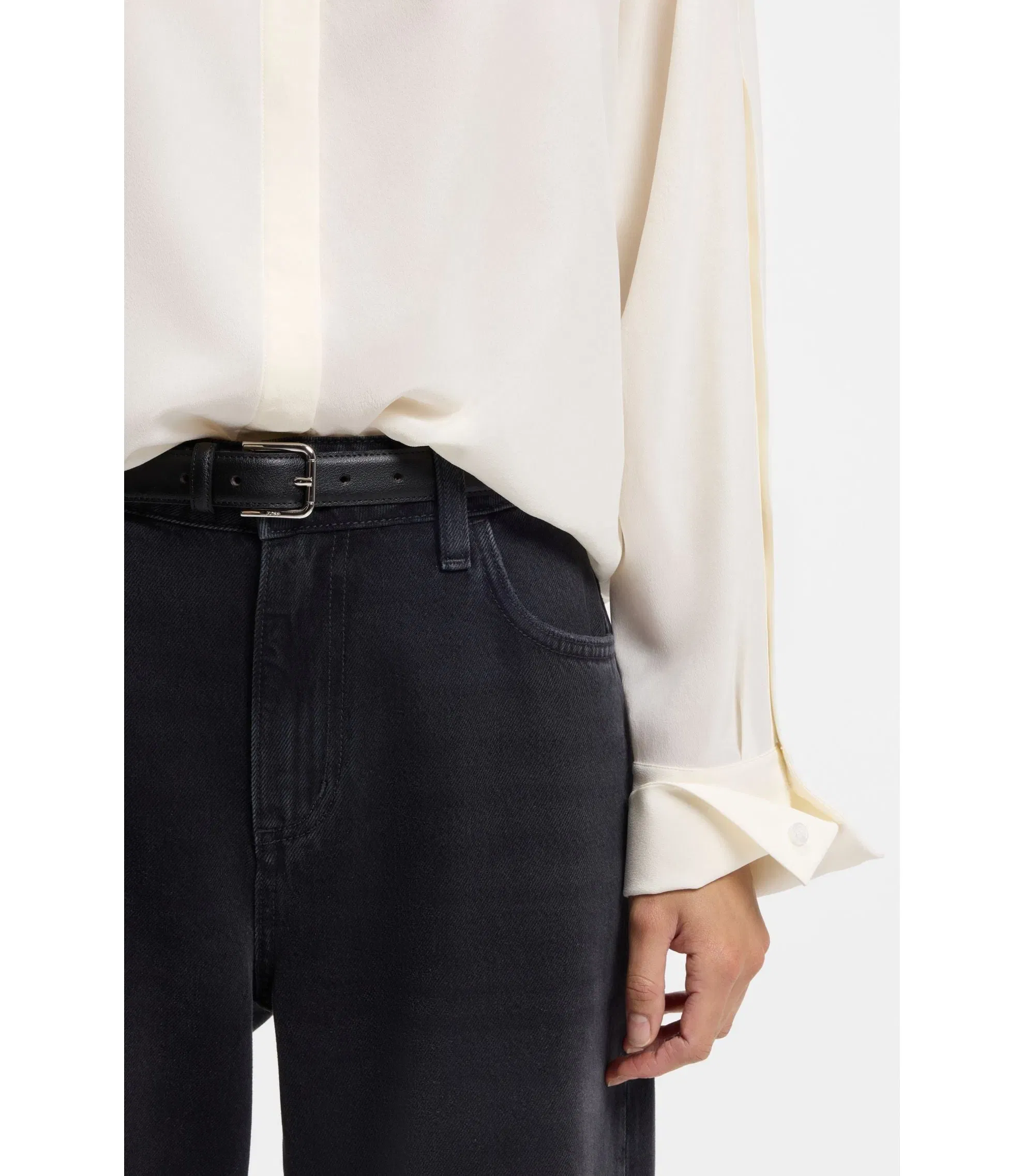 Boss Regular Fit Blouse In Sandwashed Silk White Women's