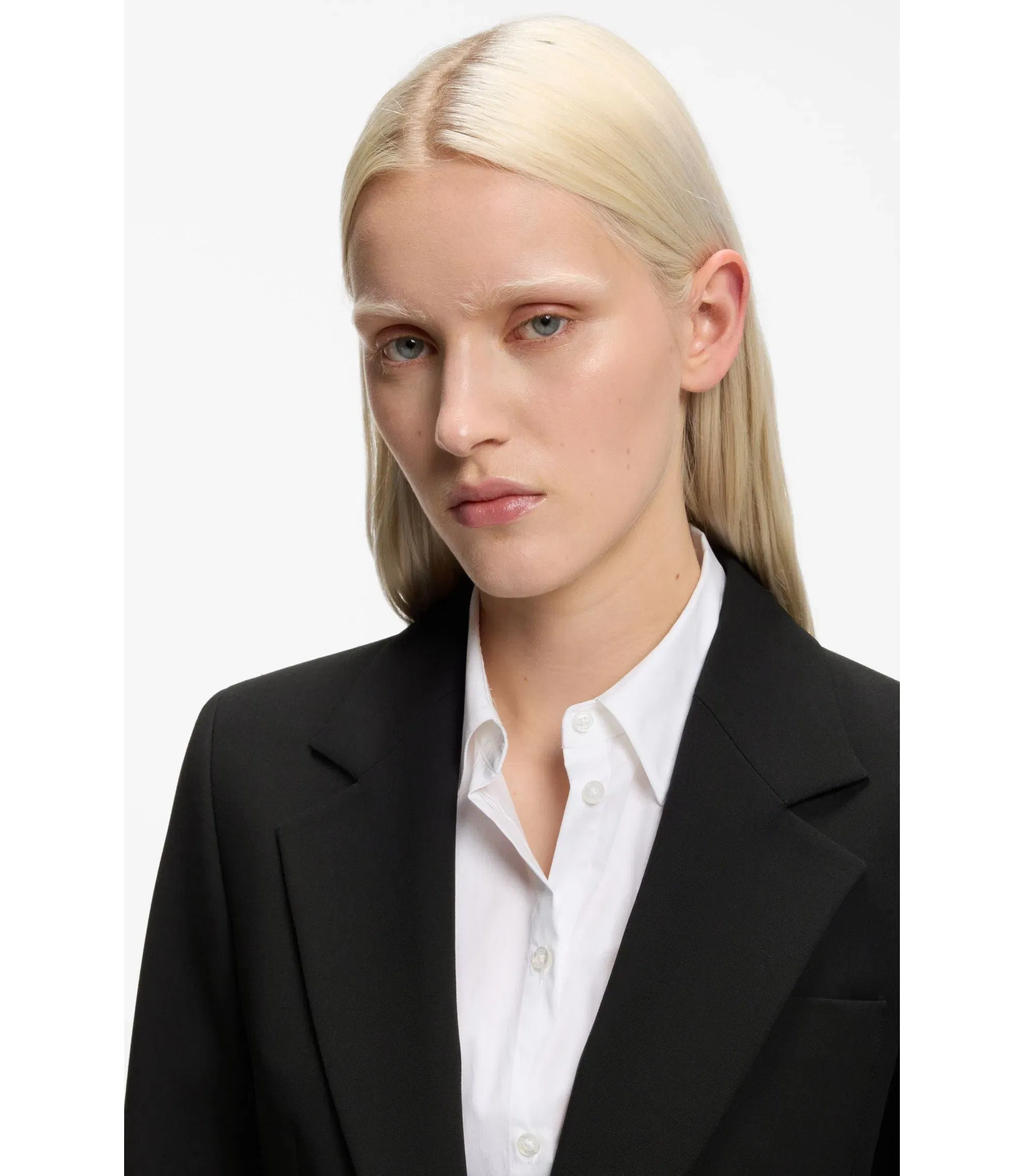 Hugo Regular Fit Blazer With Gold Tone Buttons Black Women's
