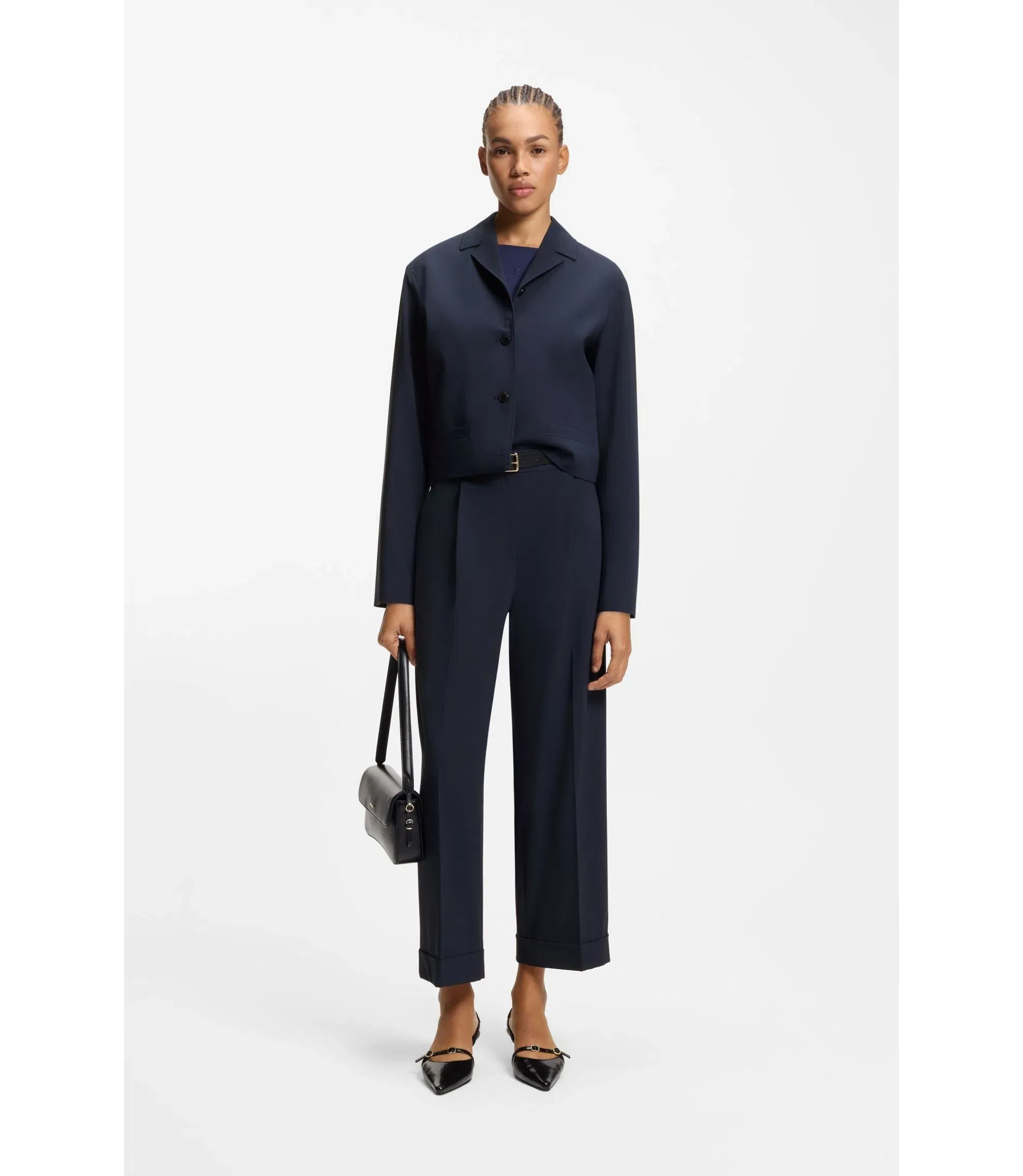 Hugo Regular Fit Blazer In Stretch Fabric Dark Blue Women's