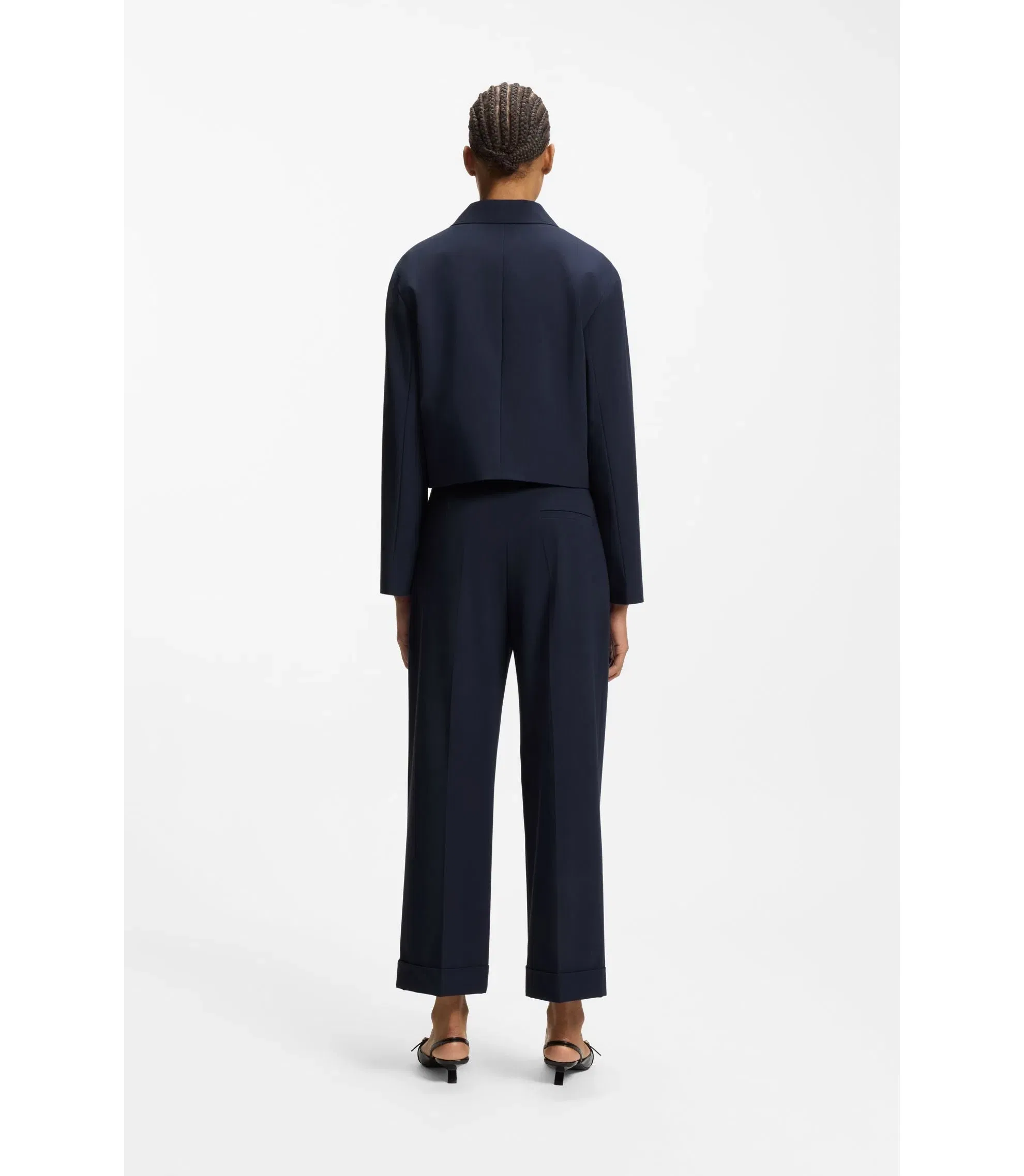 Hugo Regular Fit Blazer In Stretch Fabric Dark Blue Women's