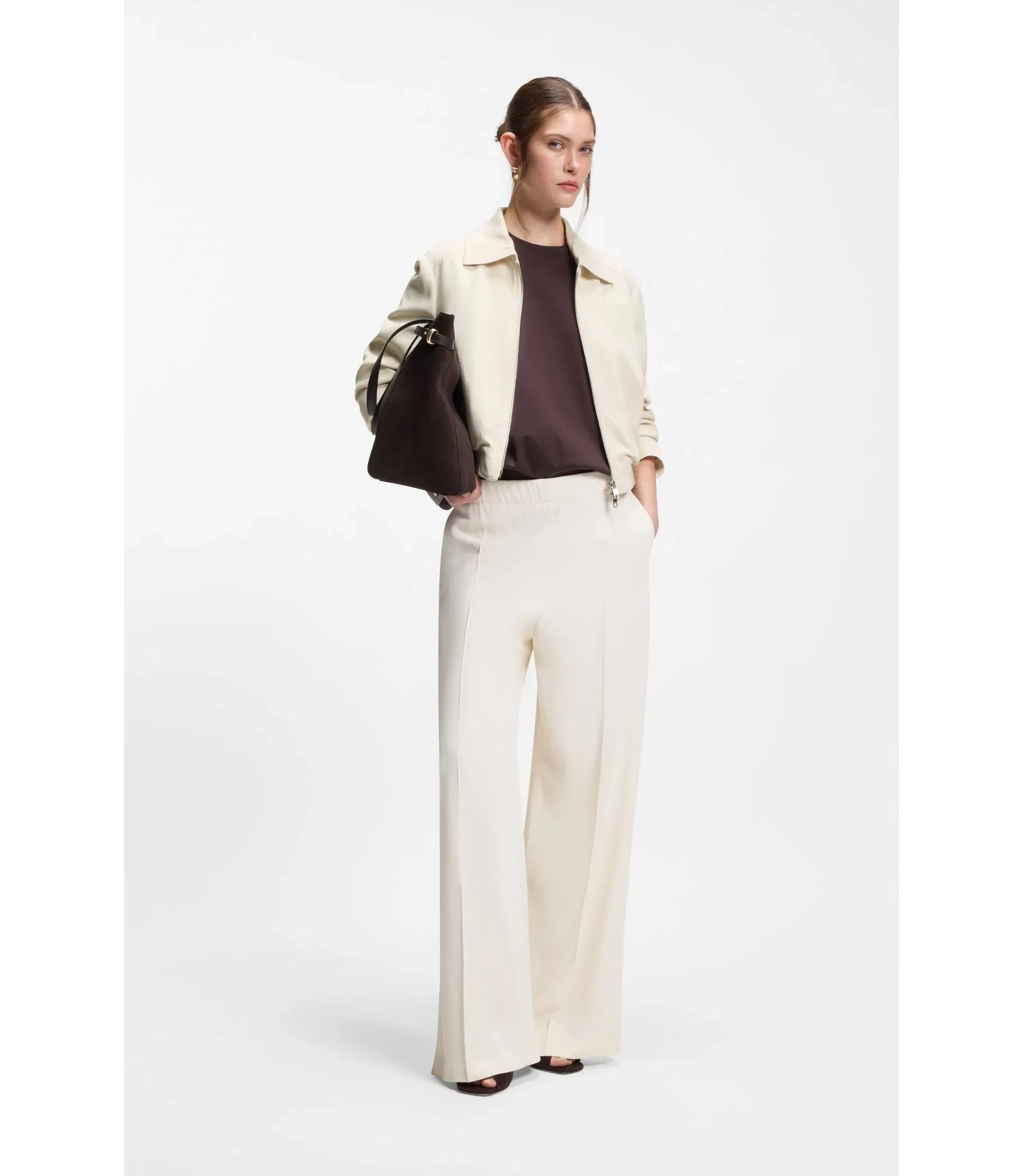 Boss Regular Fit Blazer In Soft Crepe White Women's