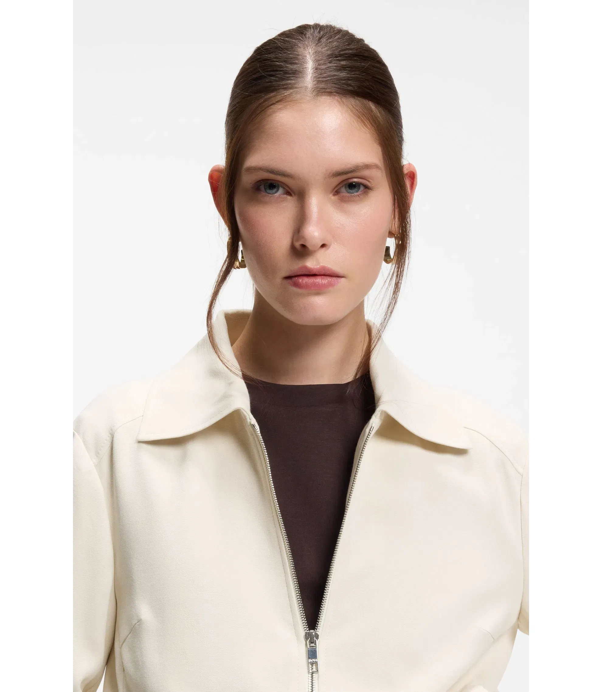 Boss Regular Fit Blazer In Soft Crepe White Women's
